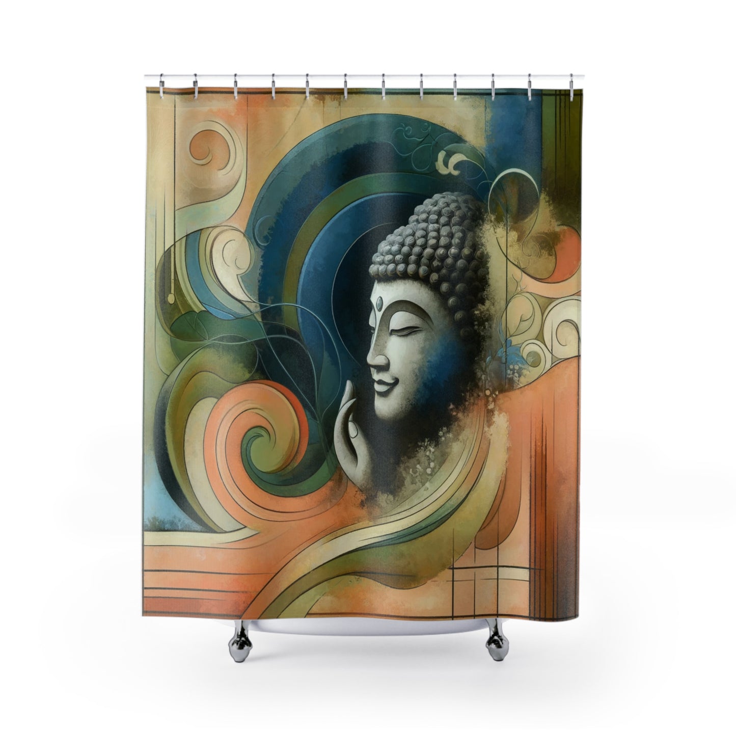 Abstract Smiling Buddha - Shower Curtain
