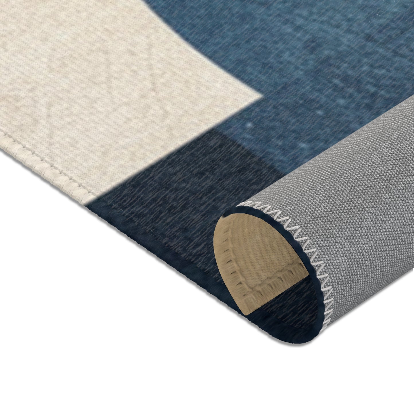 Mid-Century Modern Rug - Blue and Orange Geometric Design