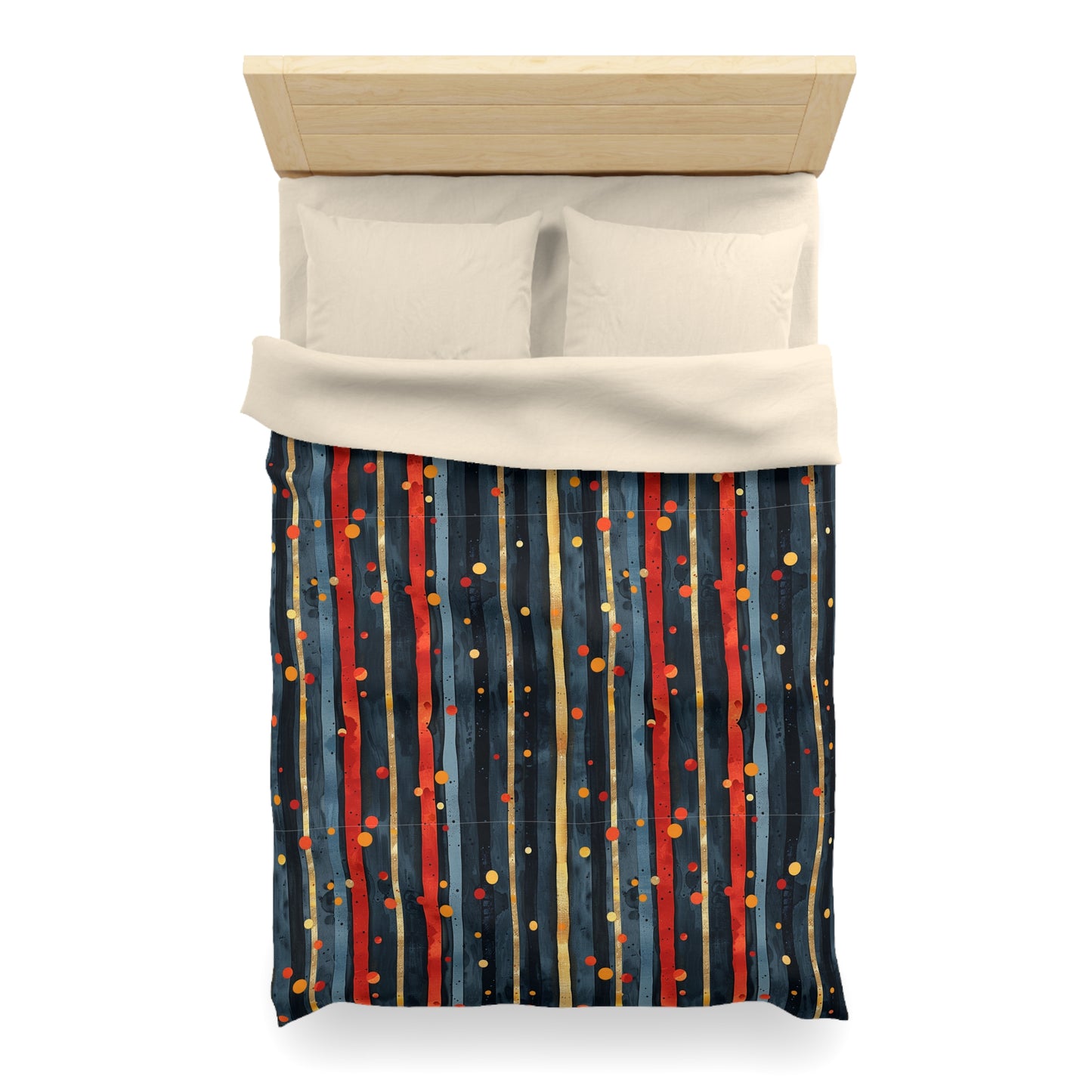 Dark Blue, Red, and Gold Stripes - Microfiber Duvet Cover