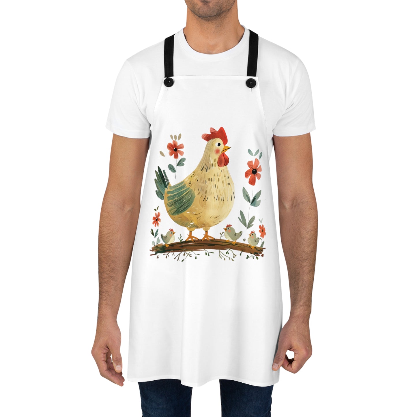 Folk Art Chicken and Chicks Apron