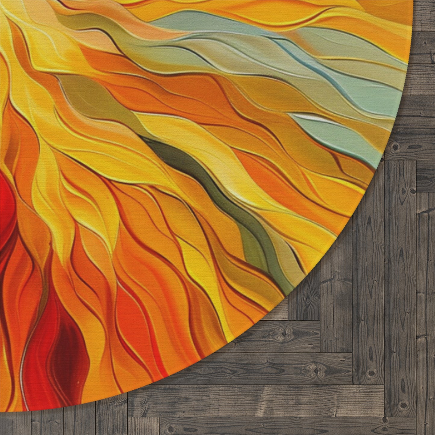 Sun Gold Rays Round Rug
