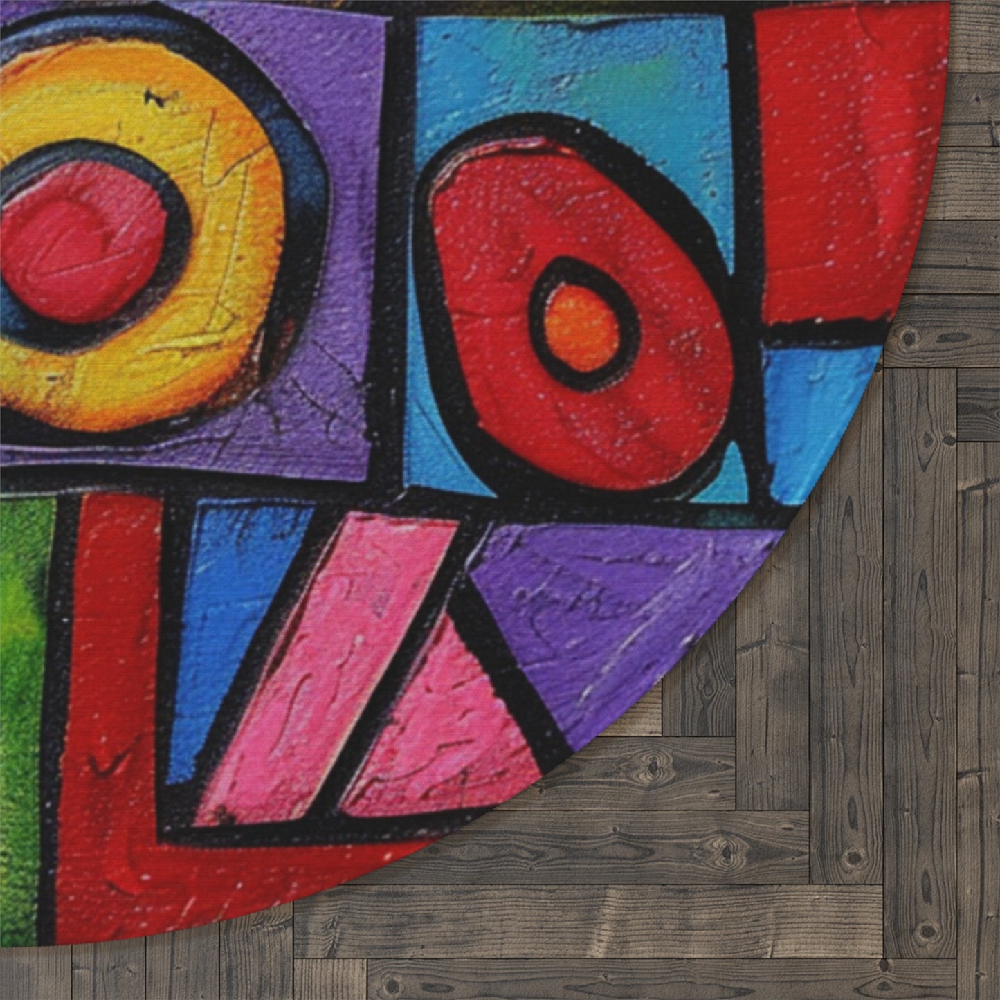 Hopscotch Printed Painting Round Rug