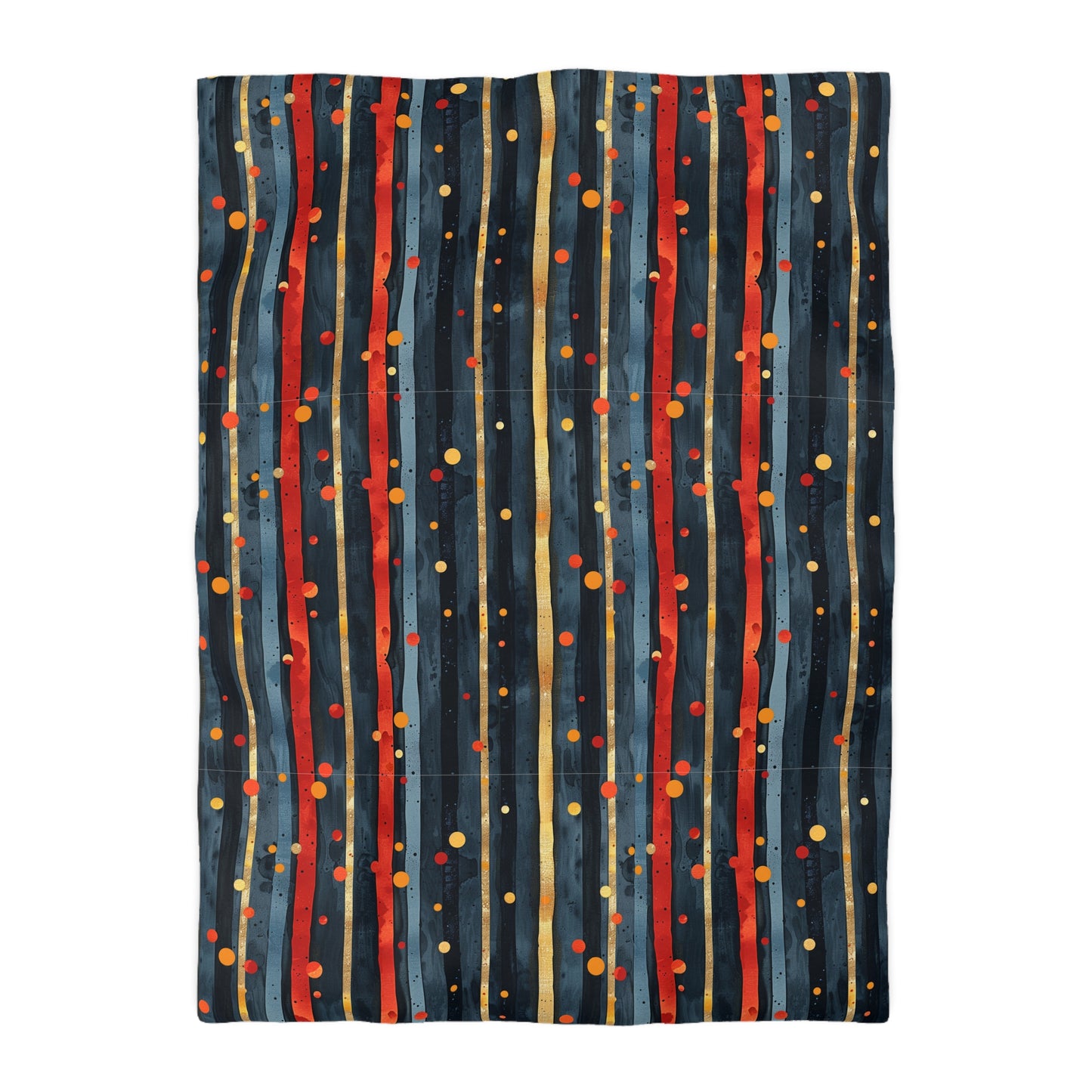 Dark Blue, Red, and Gold Stripes - Microfiber Duvet Cover