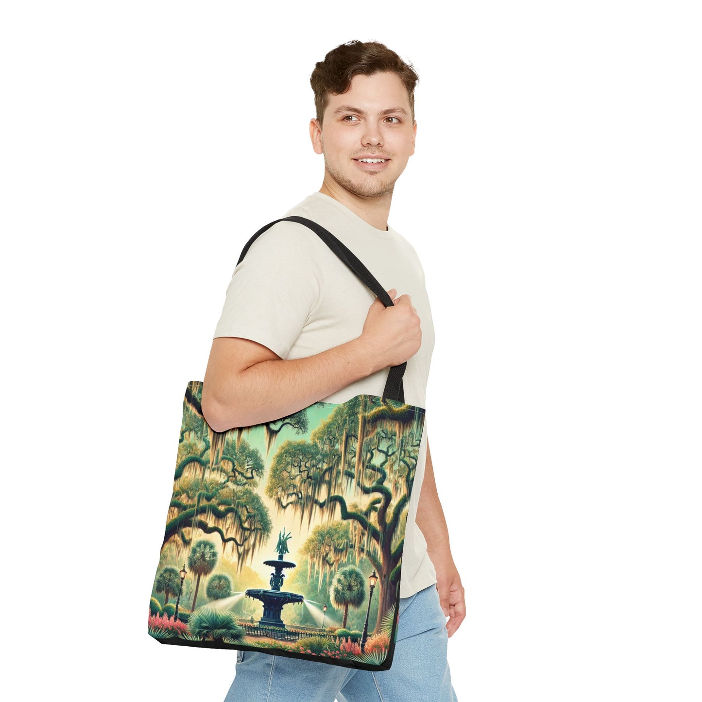 Enchanting Savannah Forsyth Park Tote Bag - Iconic Fountain and Spanish Moss