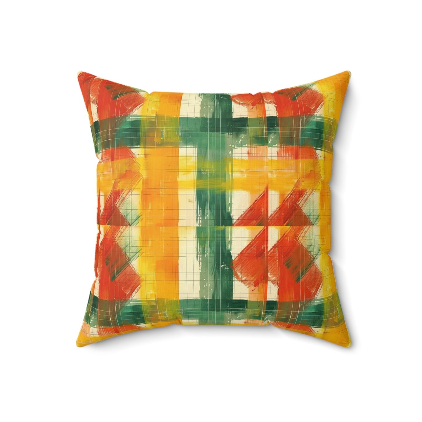 Bright Abstract Plaid Faux Suede Square Pillow