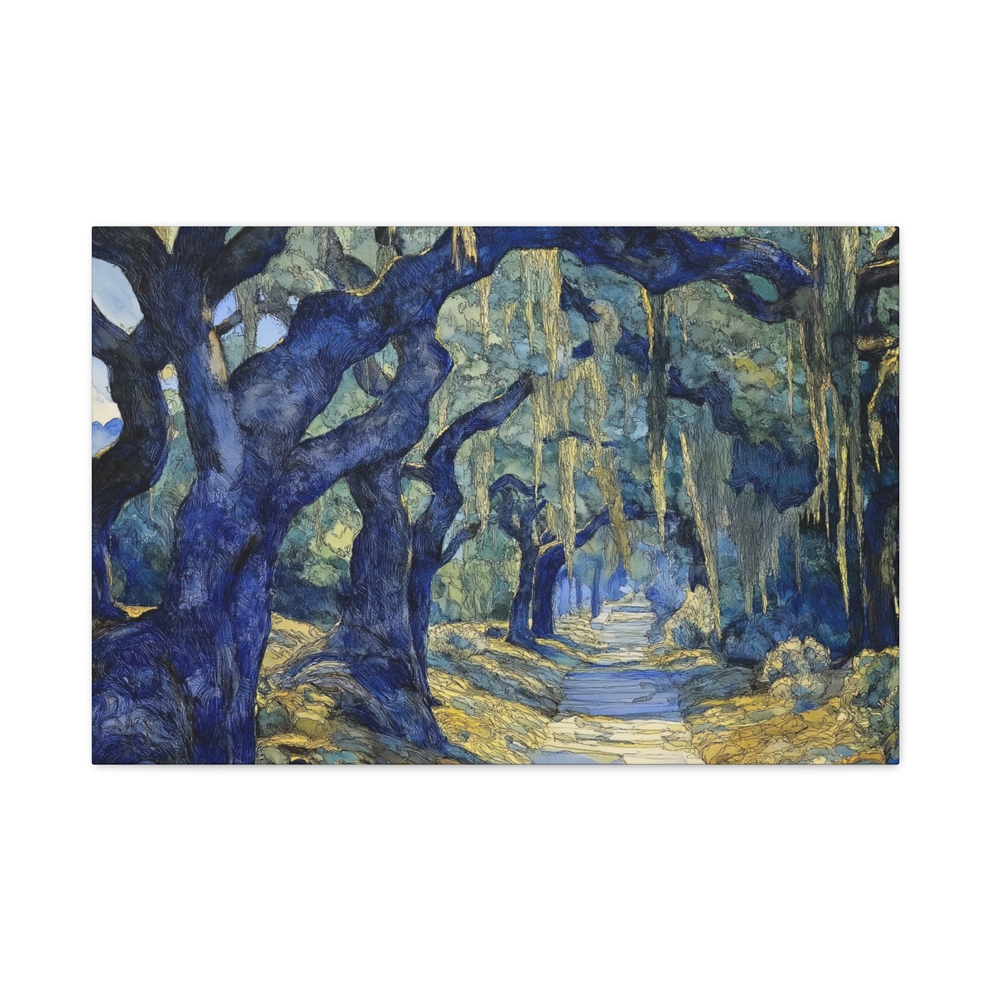 Savannah Georgia Live Oaks and Spanish Moss Landscape - Matte Canvas Wall Art