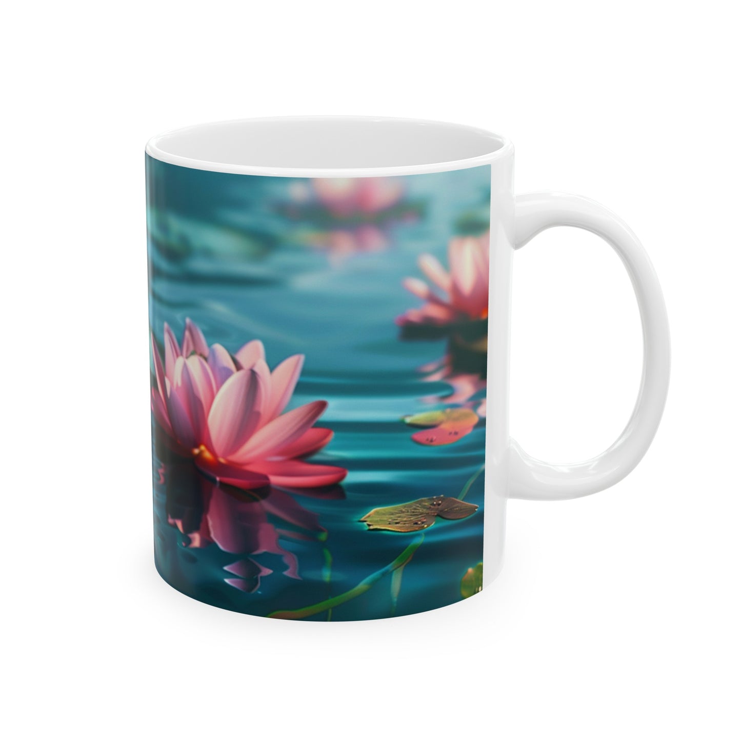 Three Lotuses - Ceramic Mug, 11oz