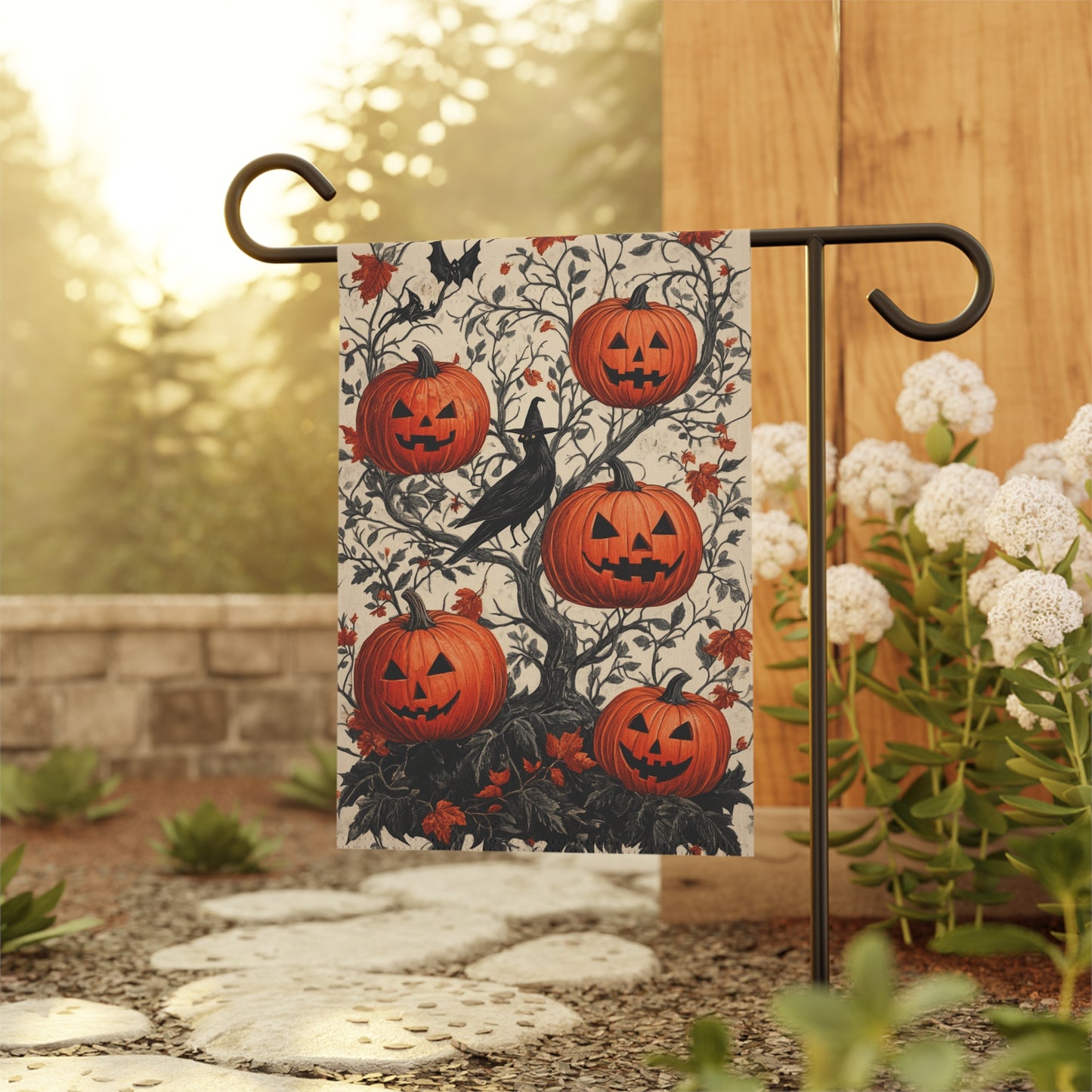 Halloween Pumpkin Tree and Crow - Garden & House Flag