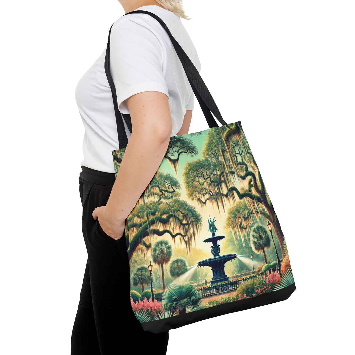 Enchanting Savannah Forsyth Park Tote Bag - Iconic Fountain and Spanish Moss