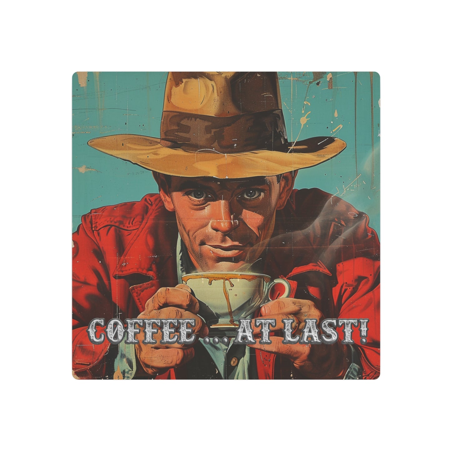 Coffee at Last Western Metal Print