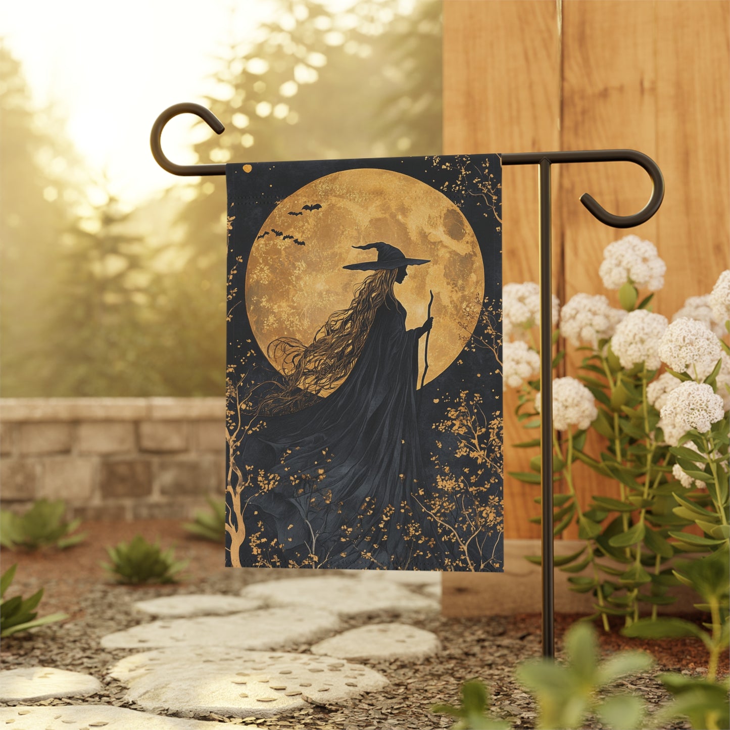 Halloween Black Witch Garden Flag