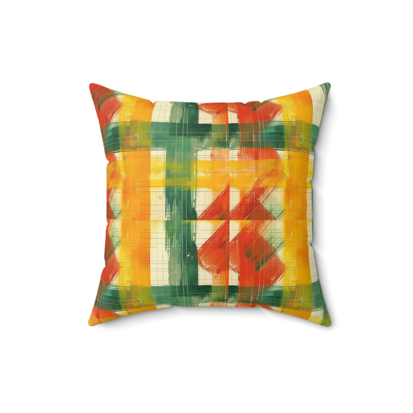Bright Abstract Plaid Faux Suede Square Pillow