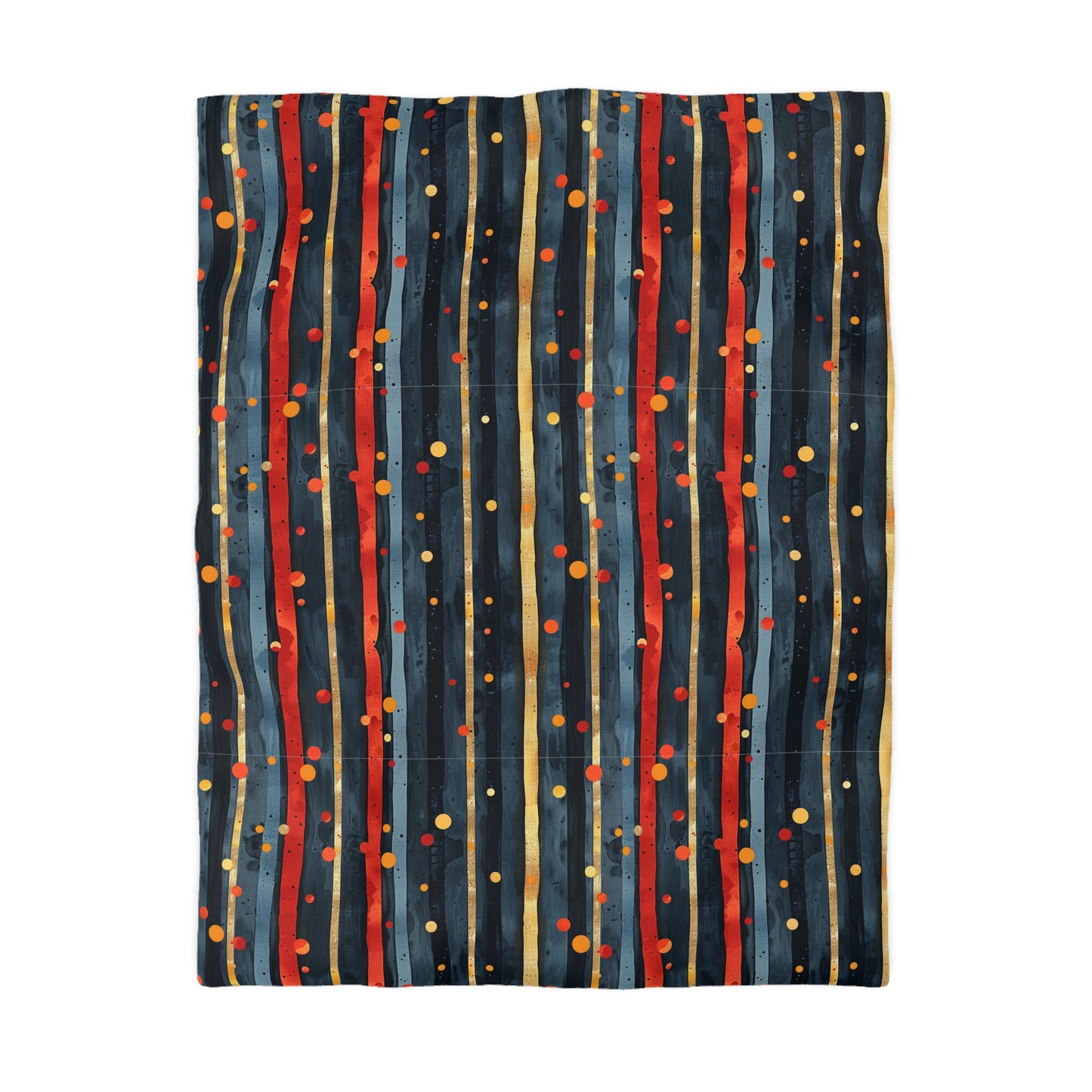 Dark Blue, Red, and Gold Stripes - Microfiber Duvet Cover
