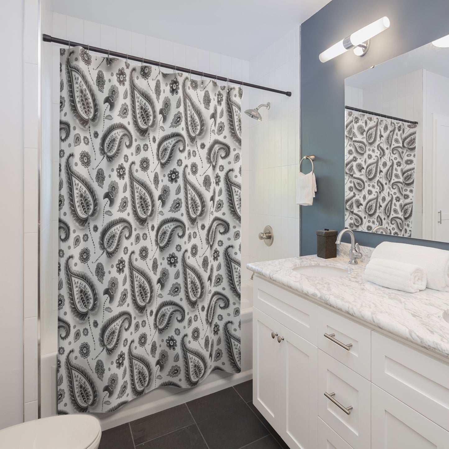 White Paisley Shower Curtain