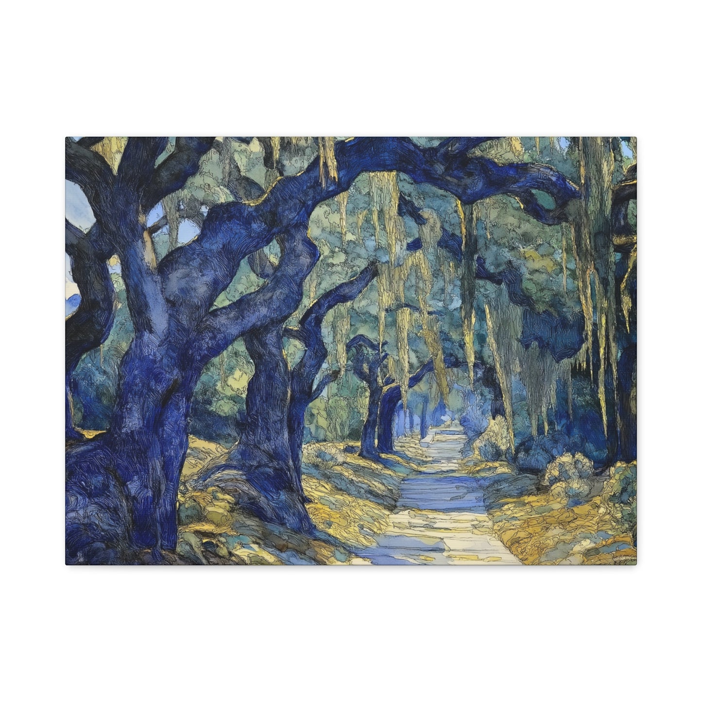 Savannah Georgia Live Oaks and Spanish Moss Landscape - Matte Canvas Wall Art