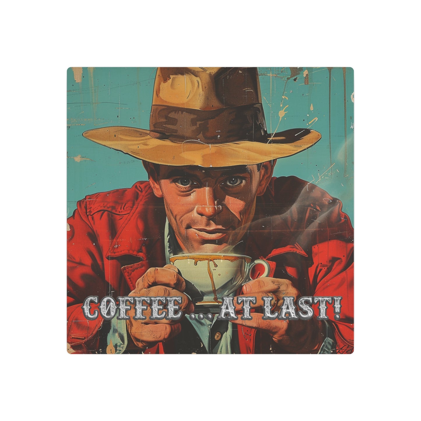 Coffee at Last Western Metal Print