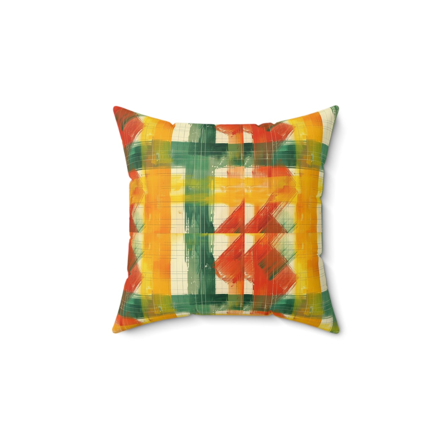 Bright Abstract Plaid Faux Suede Square Pillow