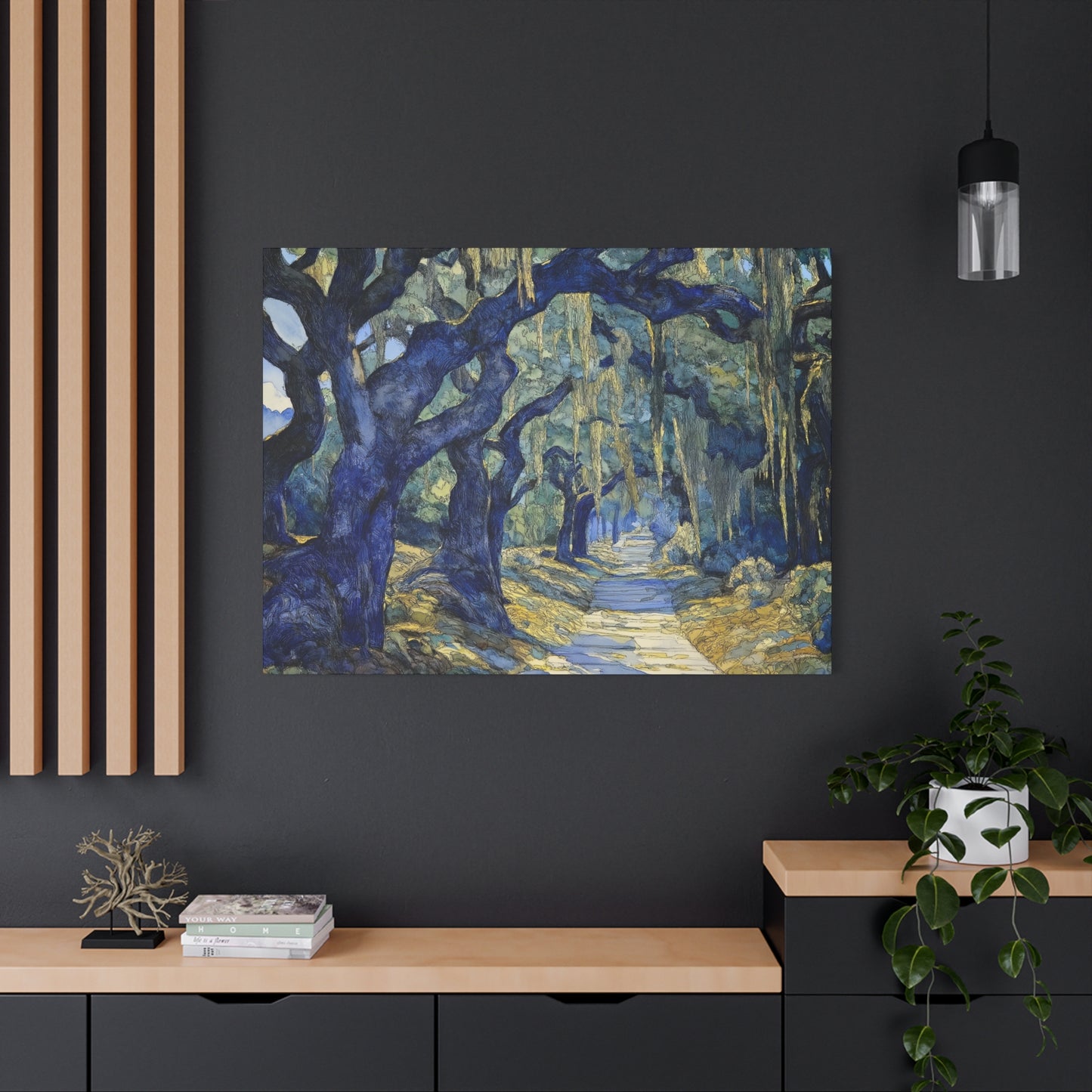 Savannah Georgia Live Oaks and Spanish Moss Landscape - Matte Canvas Wall Art