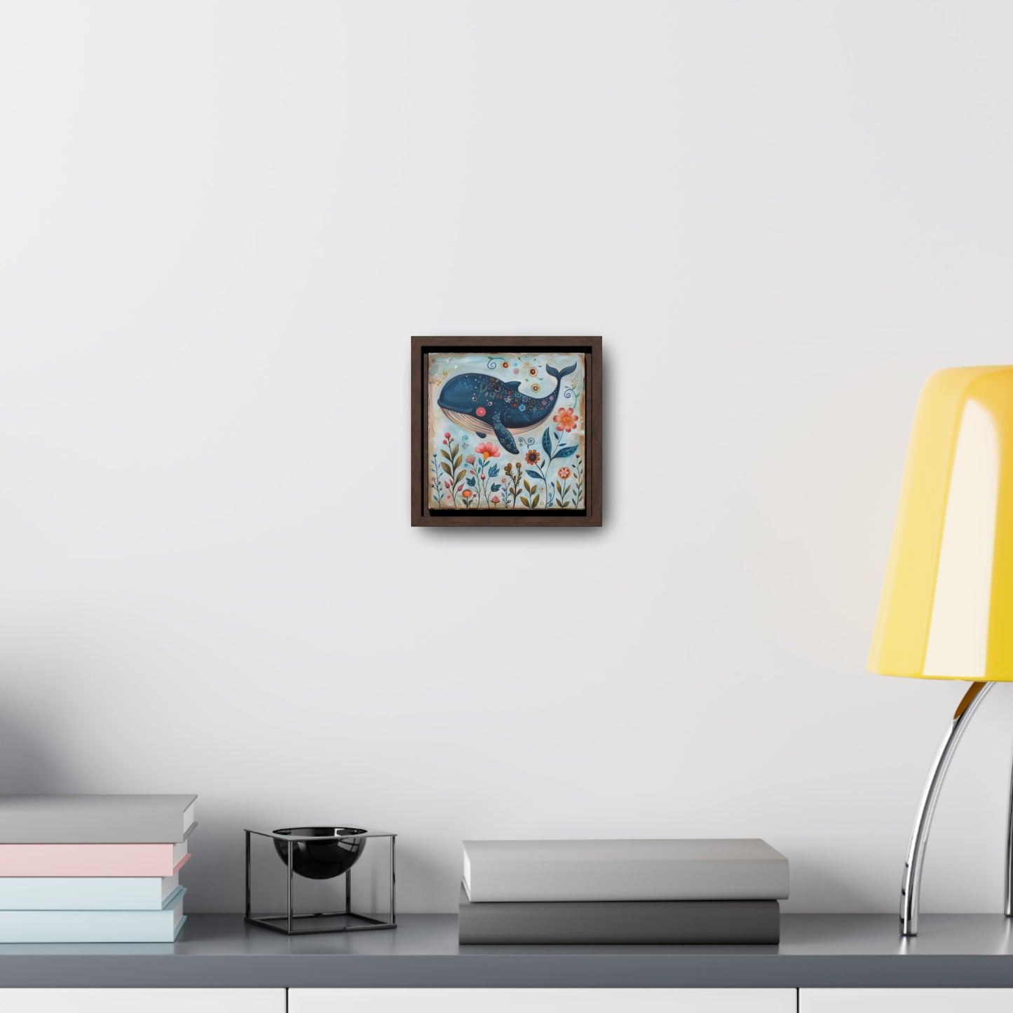 Folk Art Giant Whale - Gallery Canvas Wrap, Square Frame