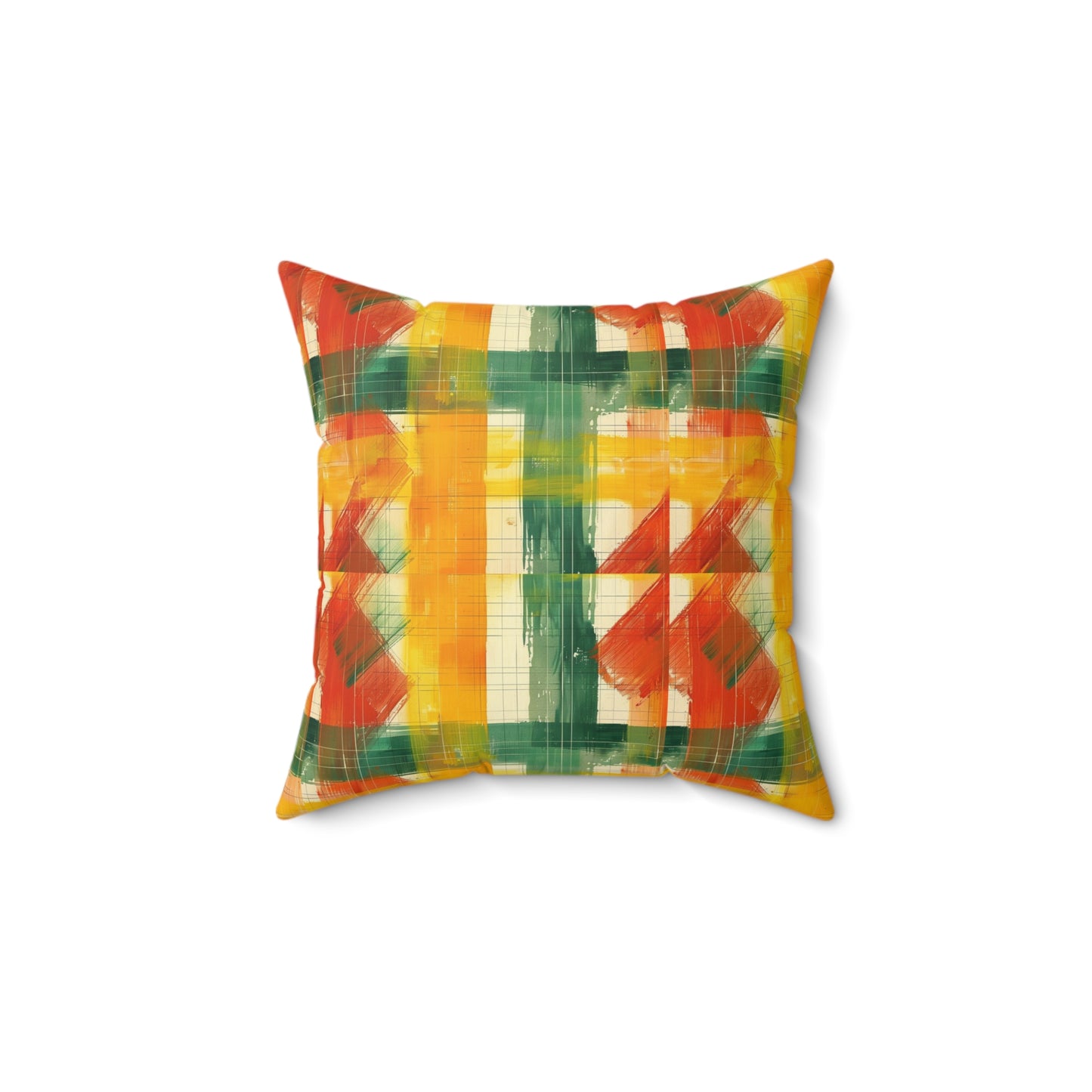 Bright Abstract Plaid Faux Suede Square Pillow