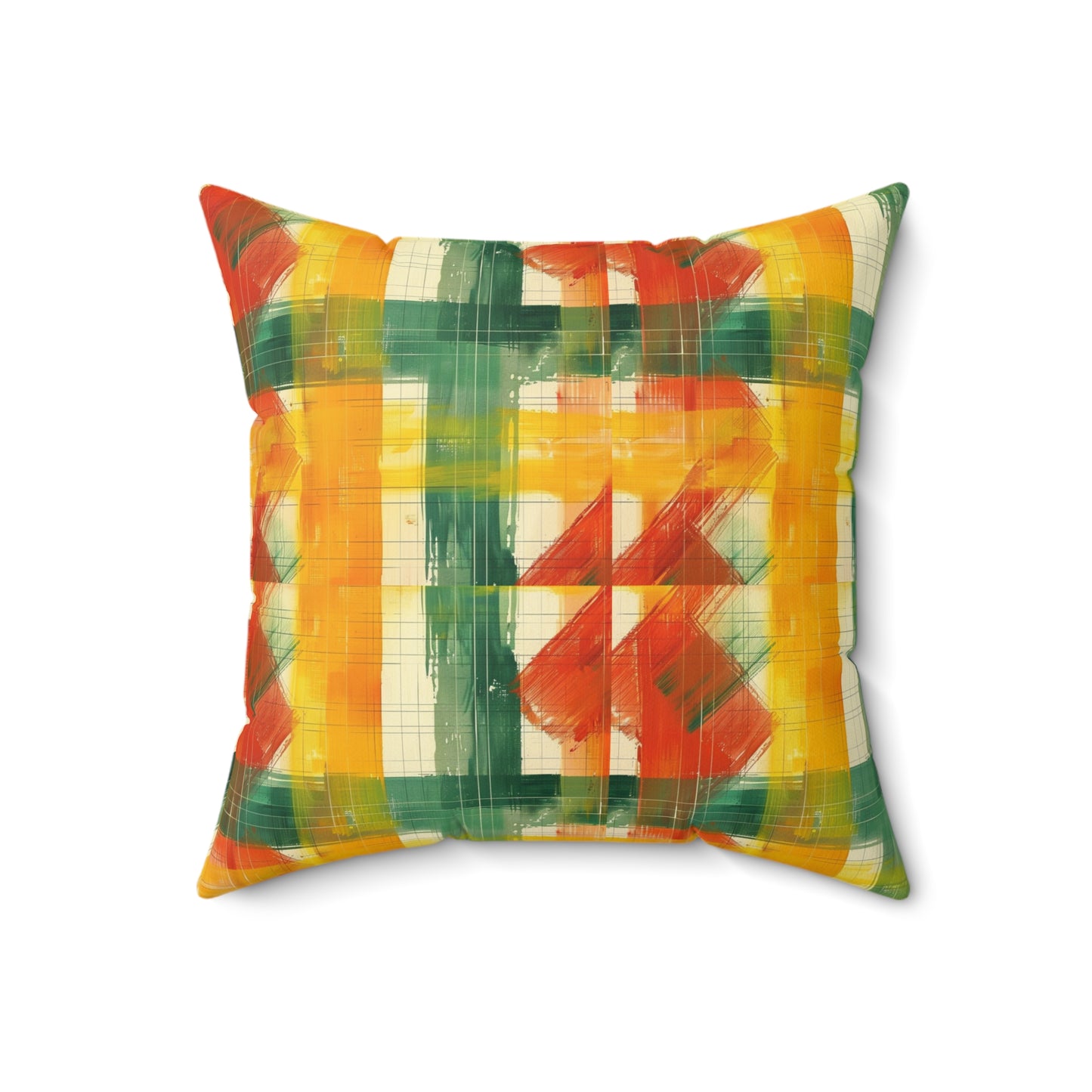 Bright Abstract Plaid Faux Suede Square Pillow