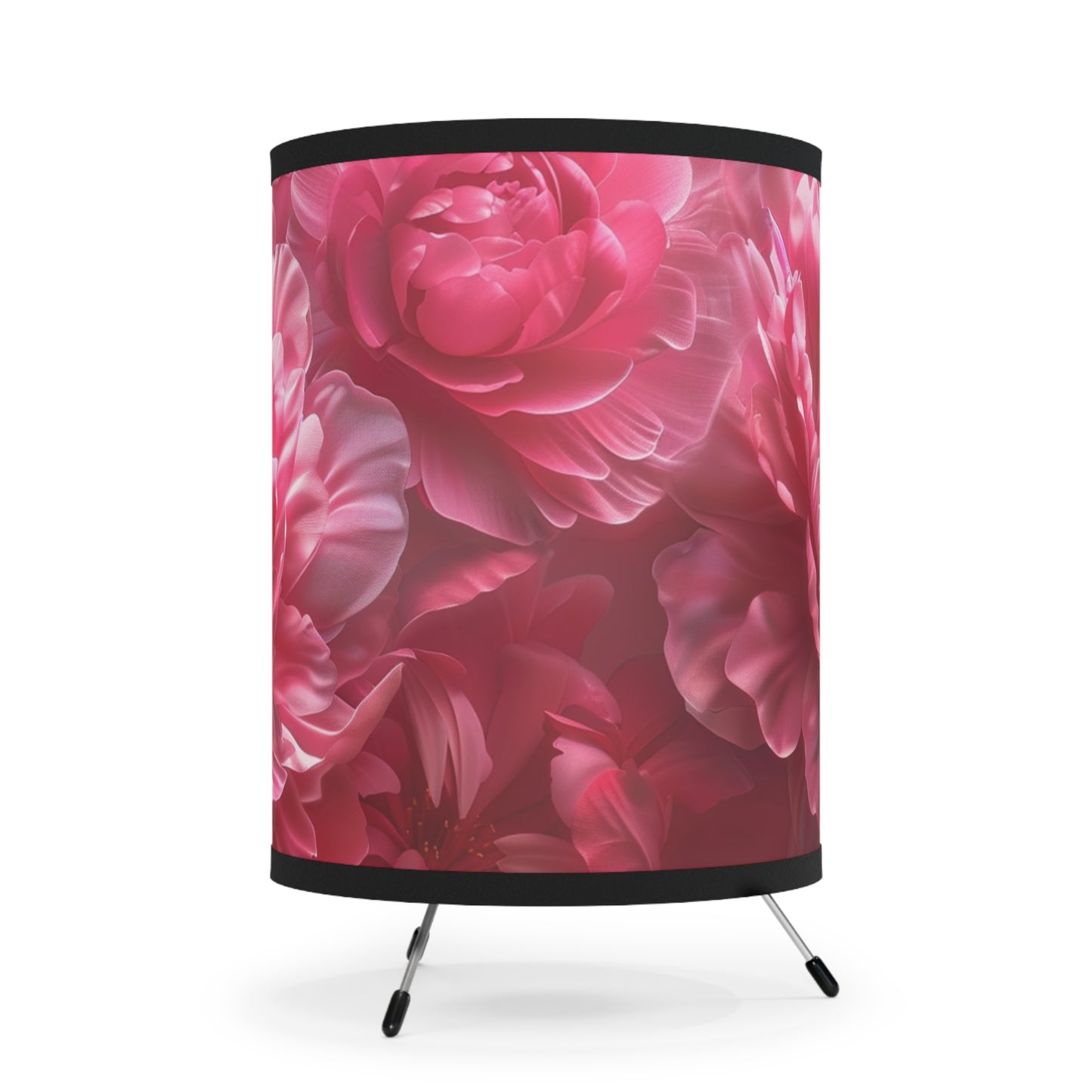 Elegant Peonies - Tripod Lamp with High-Res Printed Shade, US\CA plug
