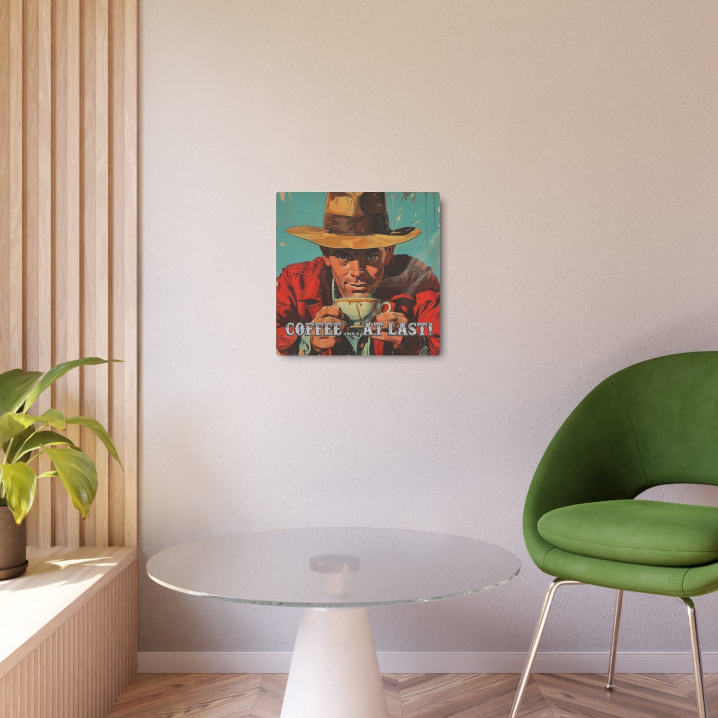 Coffee at Last Western Metal Print