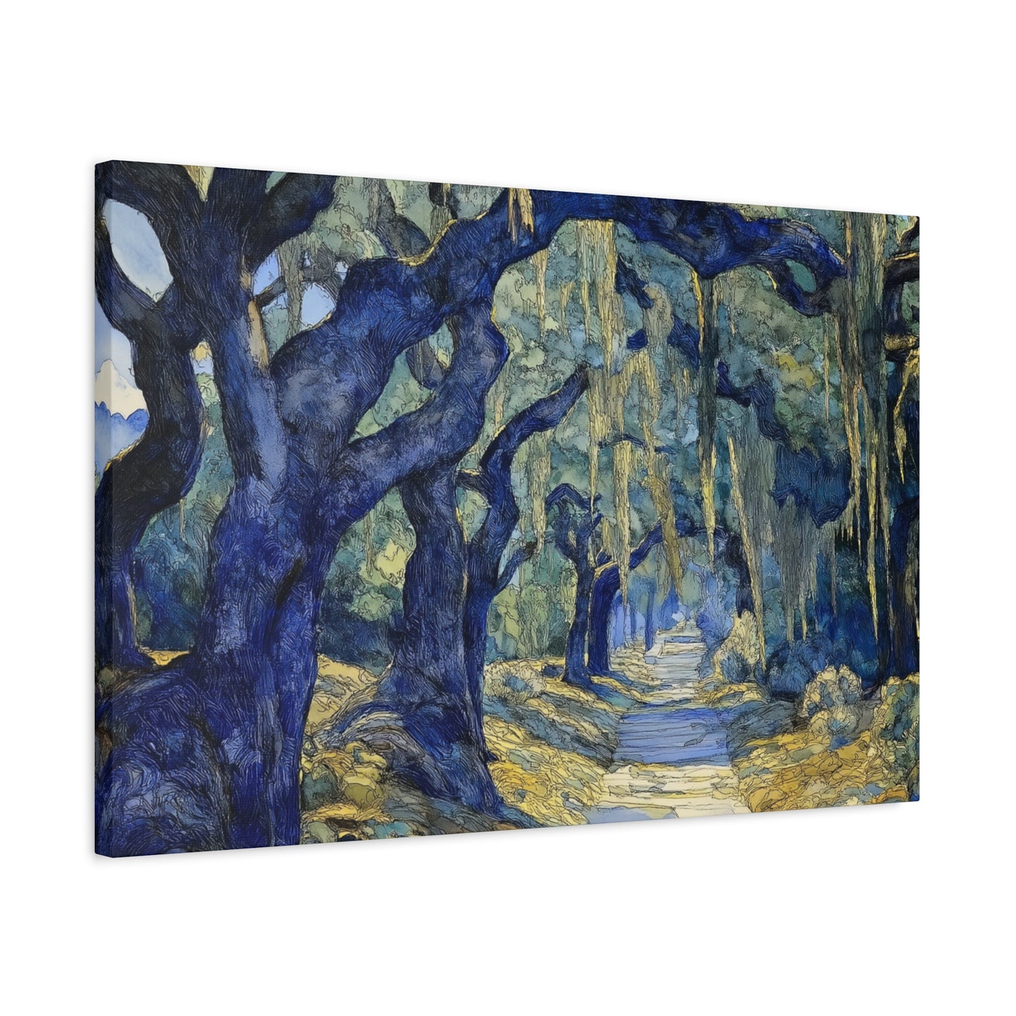 Savannah Georgia Live Oaks and Spanish Moss Landscape - Matte Canvas Wall Art