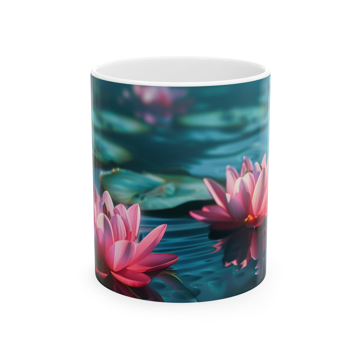 Three Lotuses - Ceramic Mug, 11oz