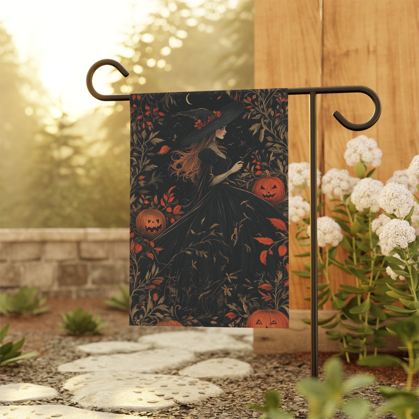 Halloween William Morris-Style Witch - Garden & House Flag