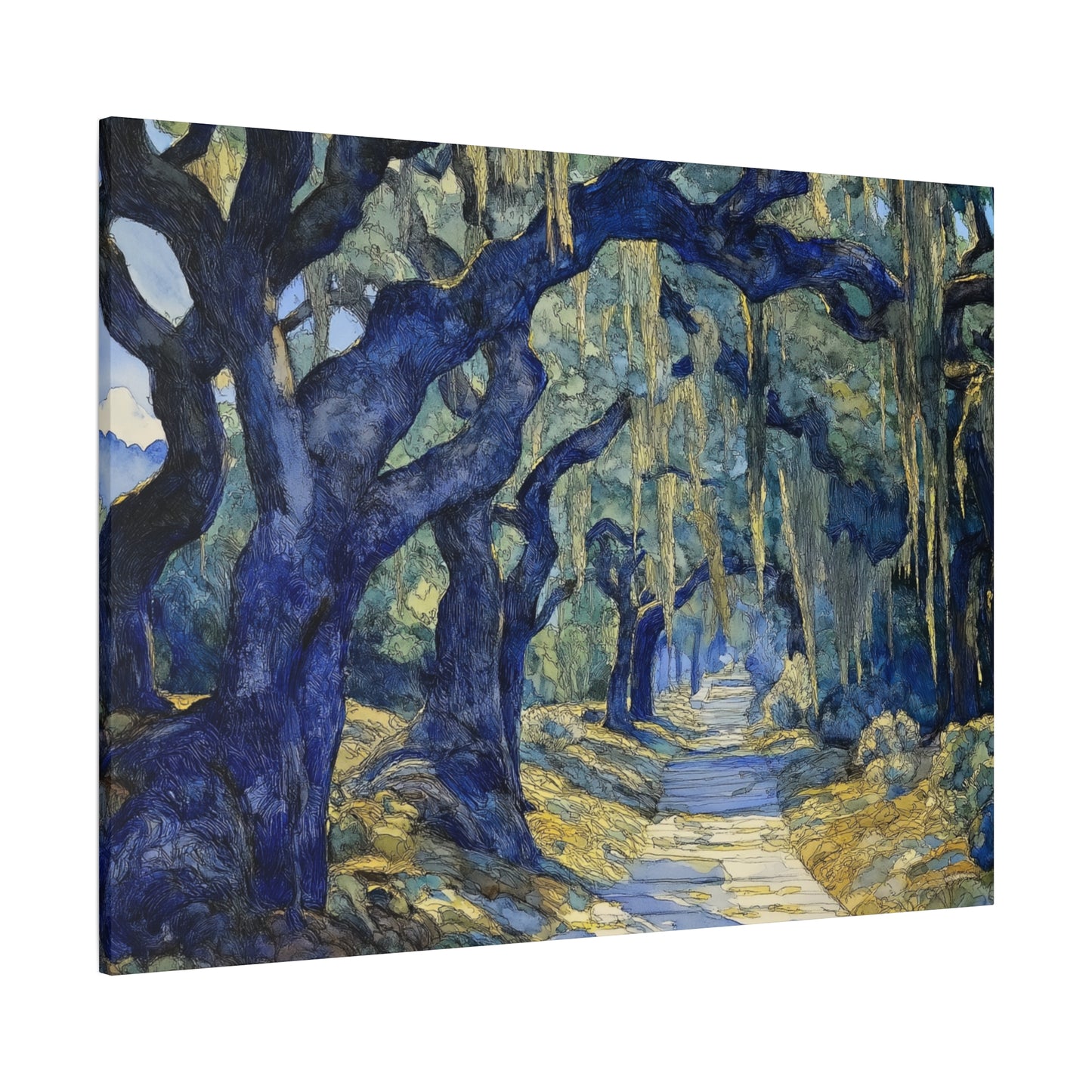 Savannah Georgia Live Oaks and Spanish Moss Landscape - Matte Canvas Wall Art