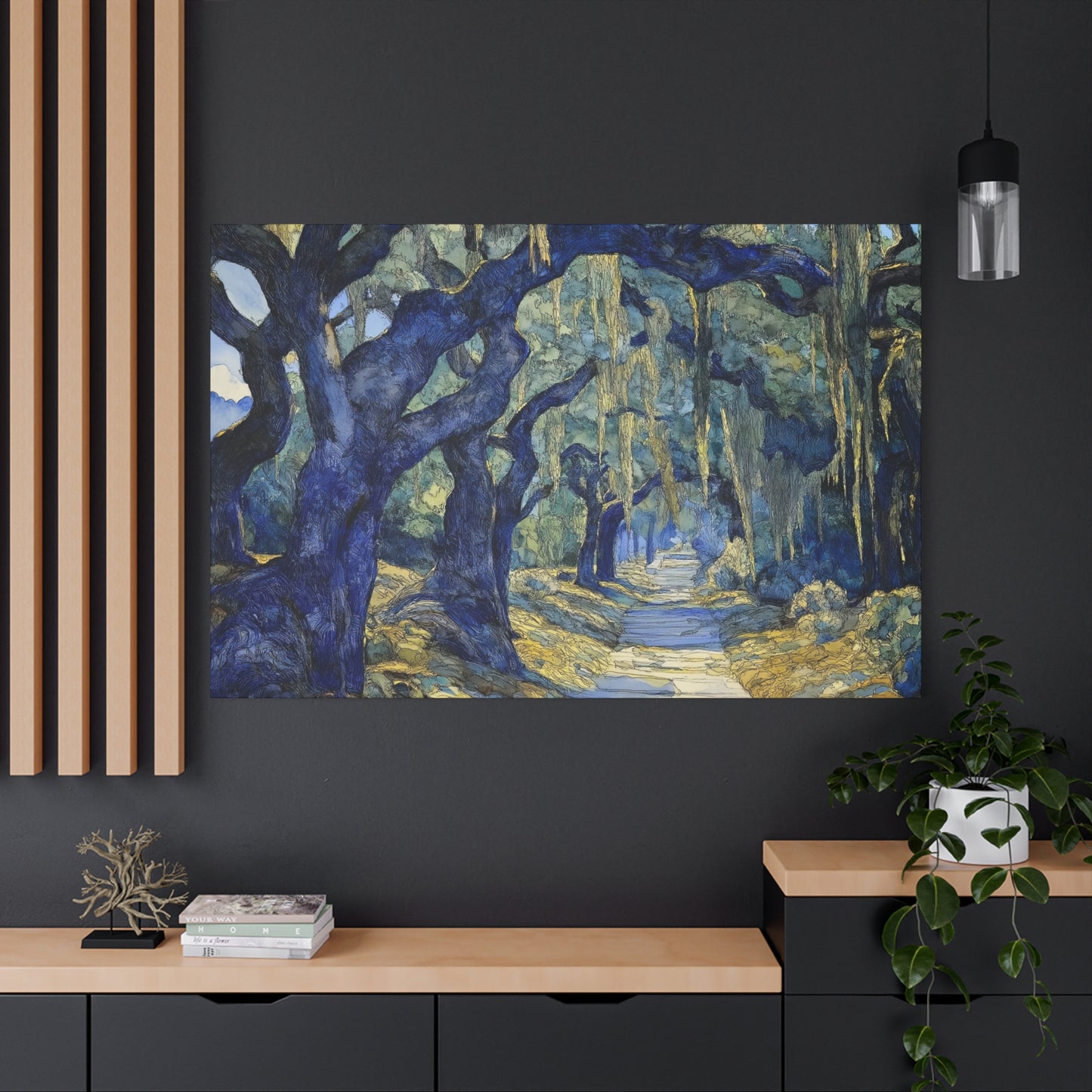 Savannah Georgia Live Oaks and Spanish Moss Landscape - Matte Canvas Wall Art