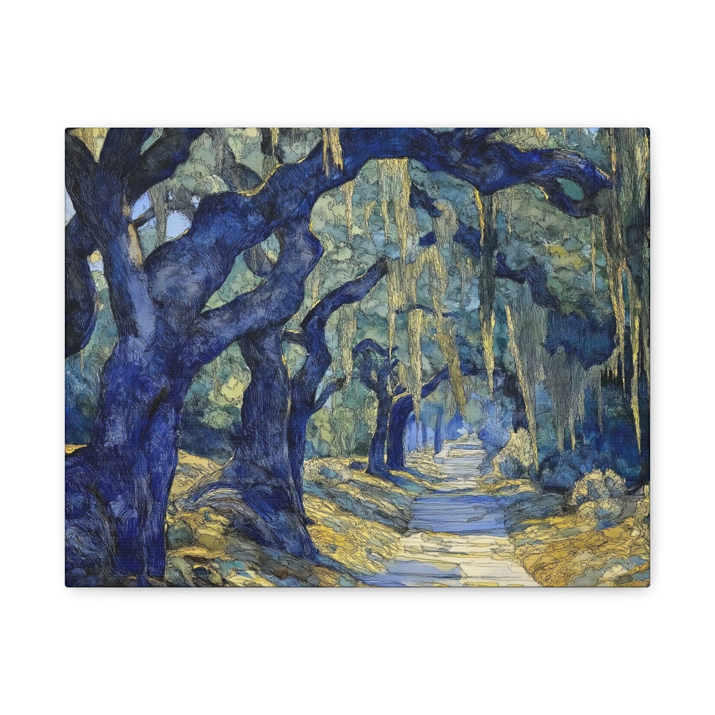 Savannah Georgia Live Oaks and Spanish Moss Landscape - Matte Canvas Wall Art