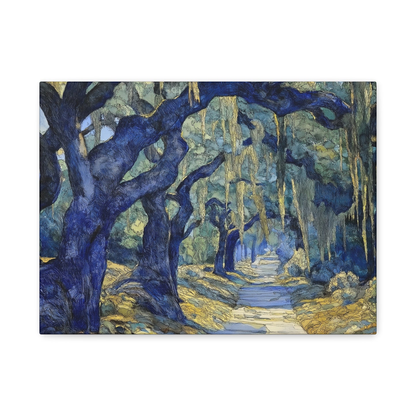 Savannah Georgia Live Oaks and Spanish Moss Landscape - Matte Canvas Wall Art