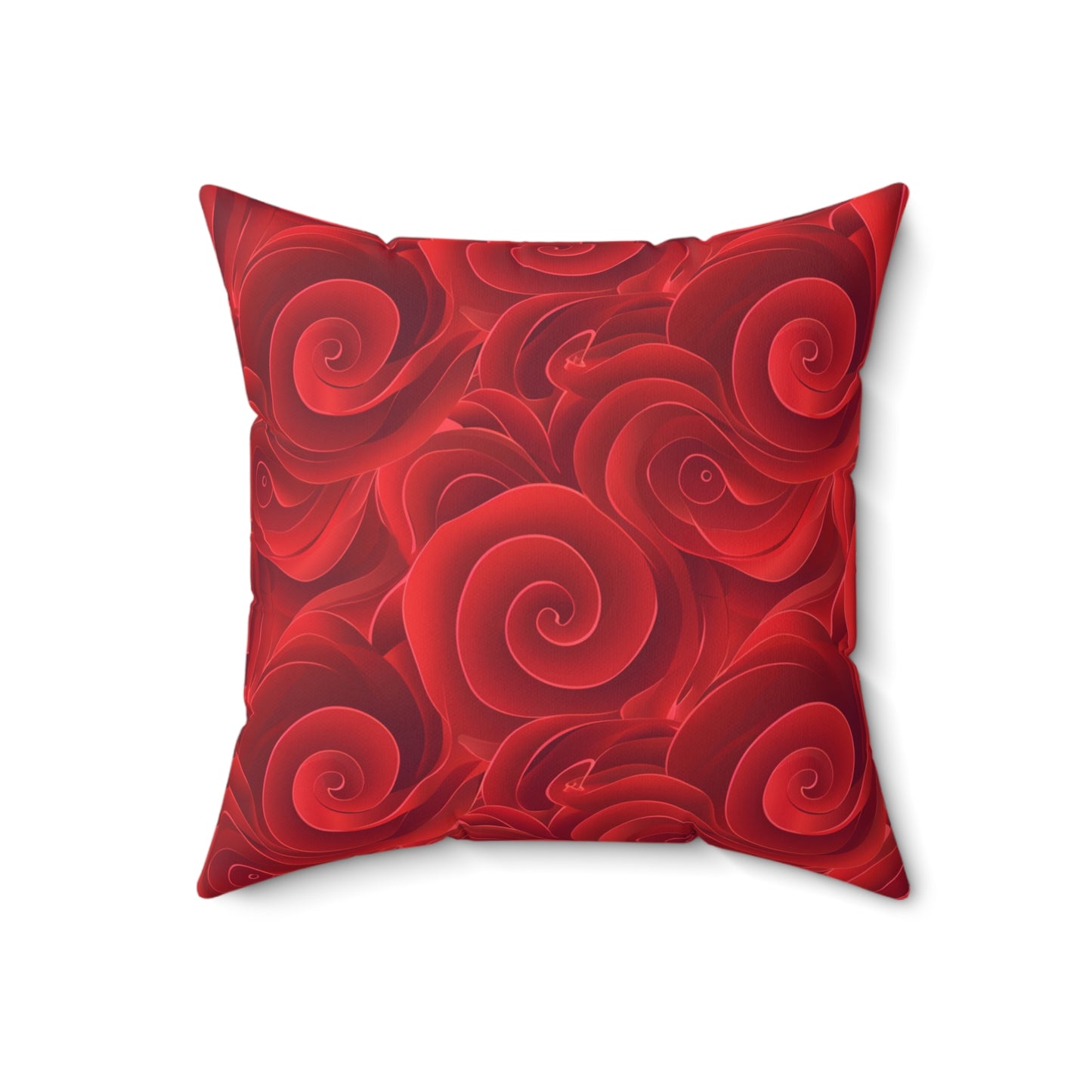 Red on Red Swirls - Faux Suede Square Pillow