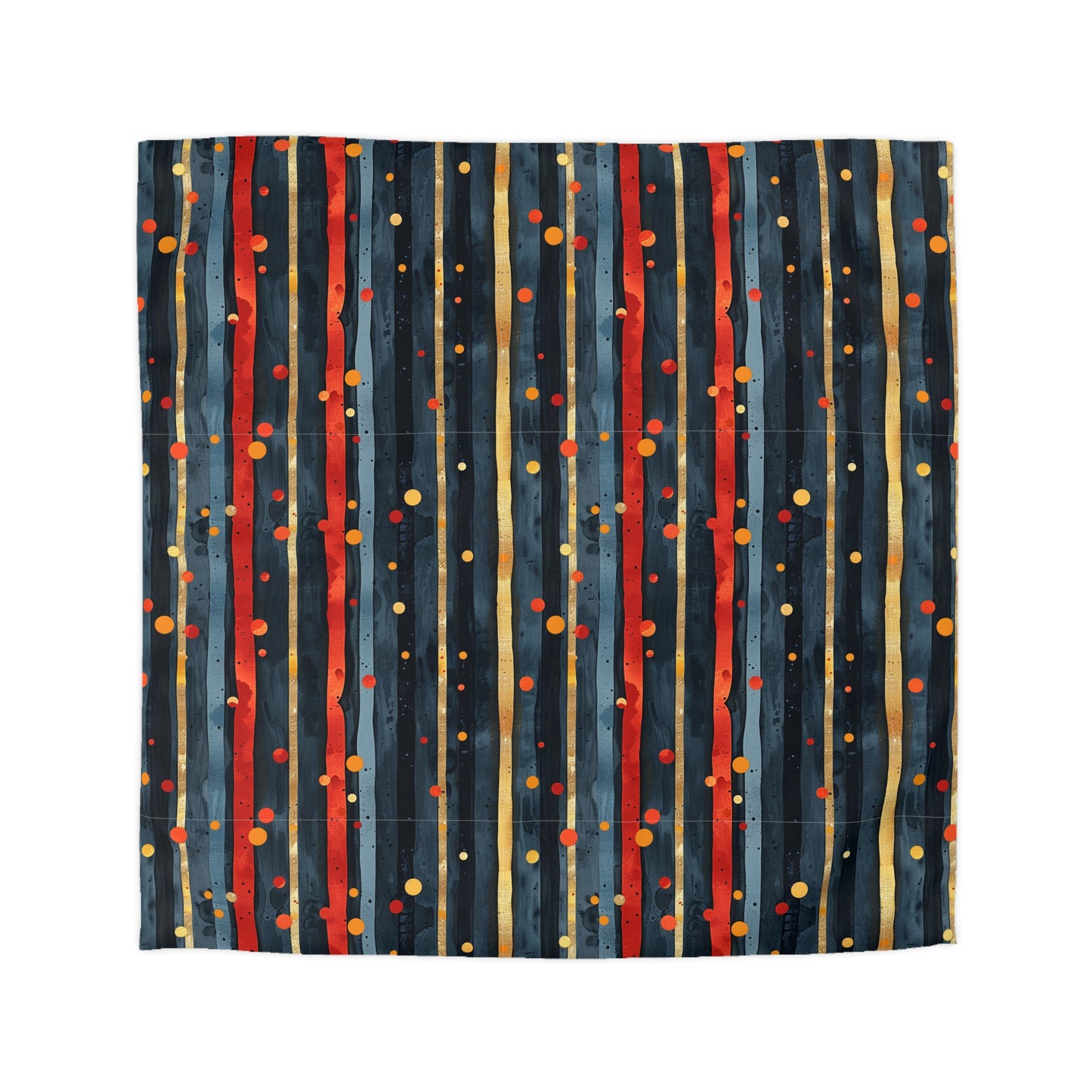 Dark Blue, Red, and Gold Stripes - Microfiber Duvet Cover
