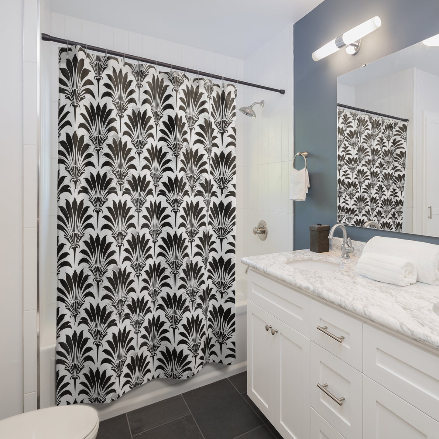 Art Deco Shower Curtain - Black and White