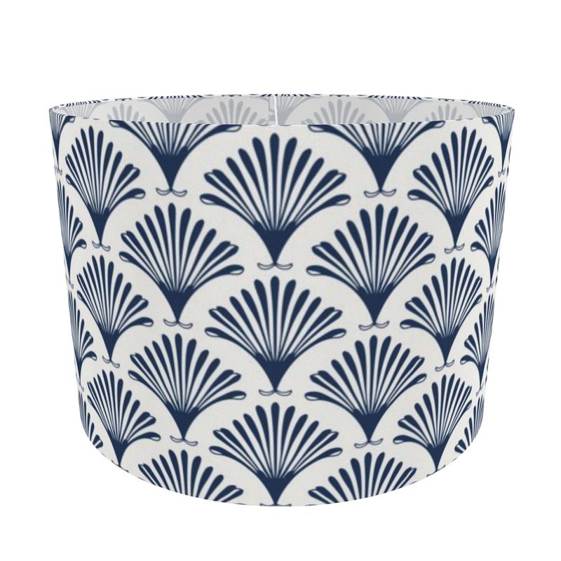 Art Deco Navy Blue and White Leaf Fan Lampshade