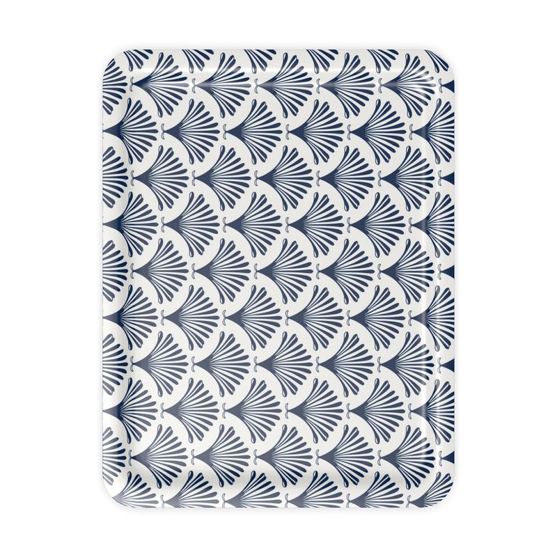 Art Deco Navy Blue Palm Leaf Serving Tray