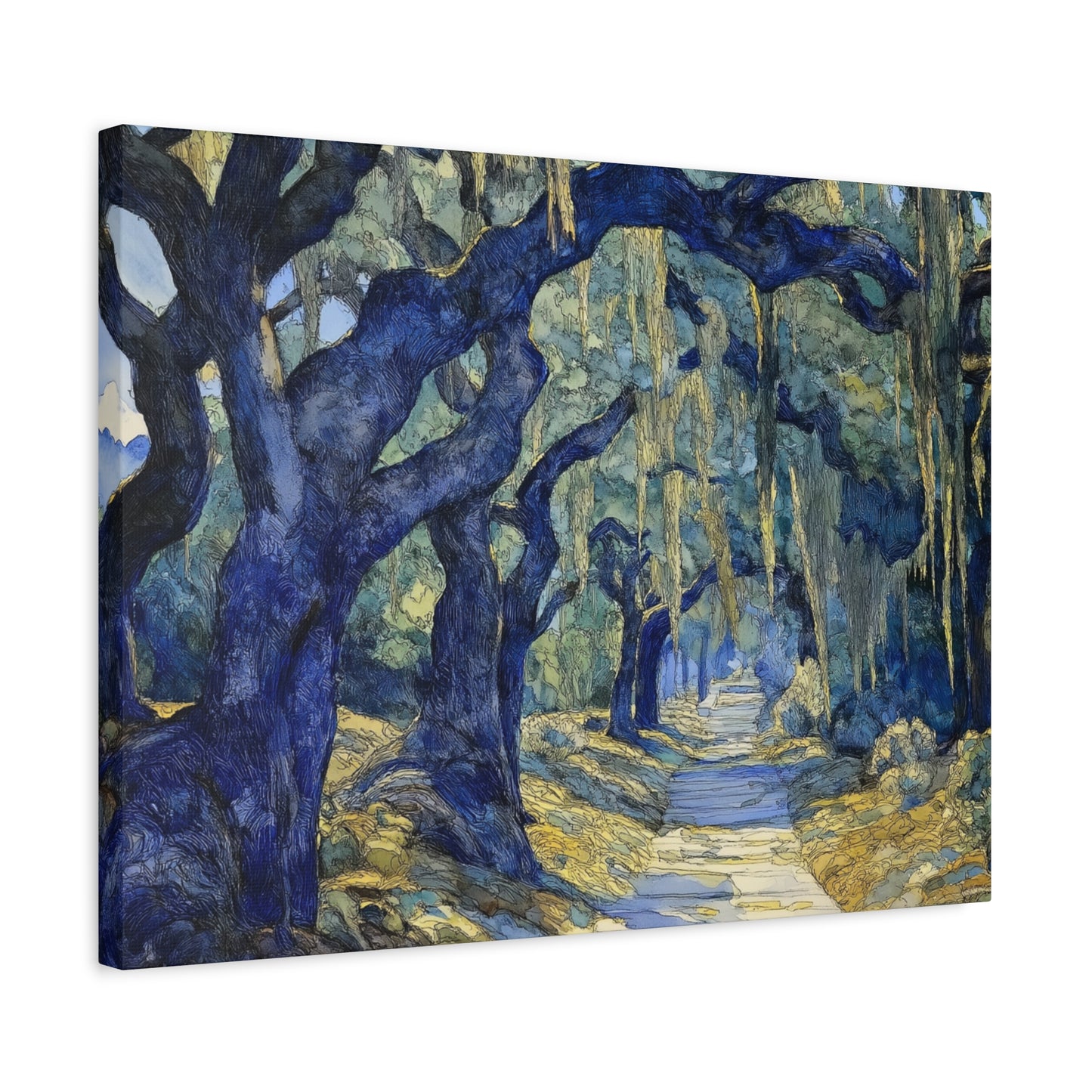 Savannah Georgia Live Oaks and Spanish Moss Landscape - Matte Canvas Wall Art