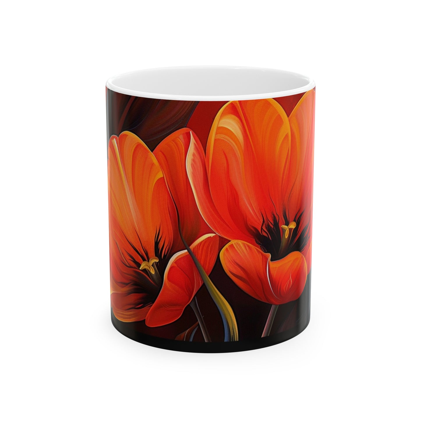 Orange Tulips Closeup - Ceramic Mug, 11oz