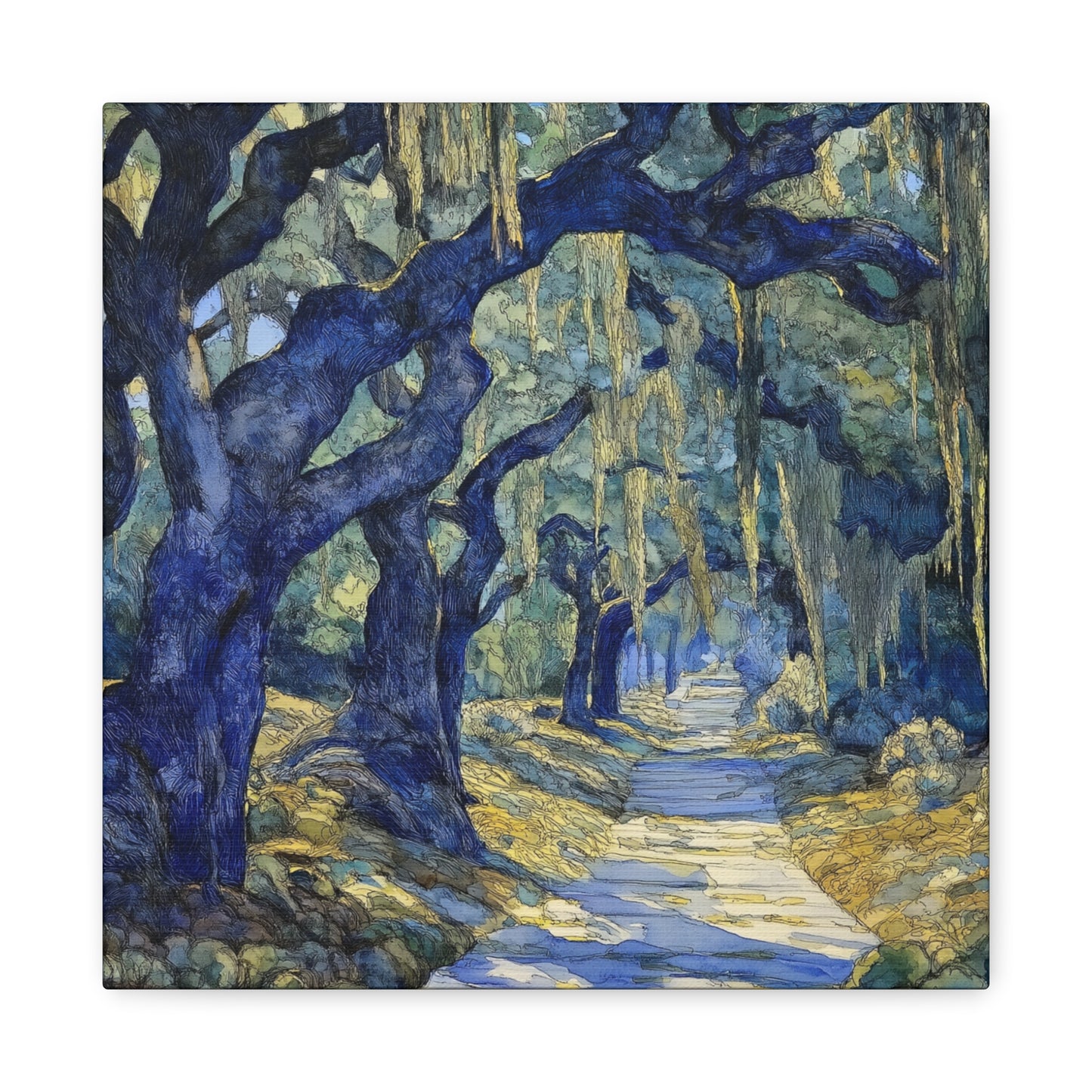 Savannah Georgia Live Oaks and Spanish Moss Landscape - Matte Canvas Wall Art