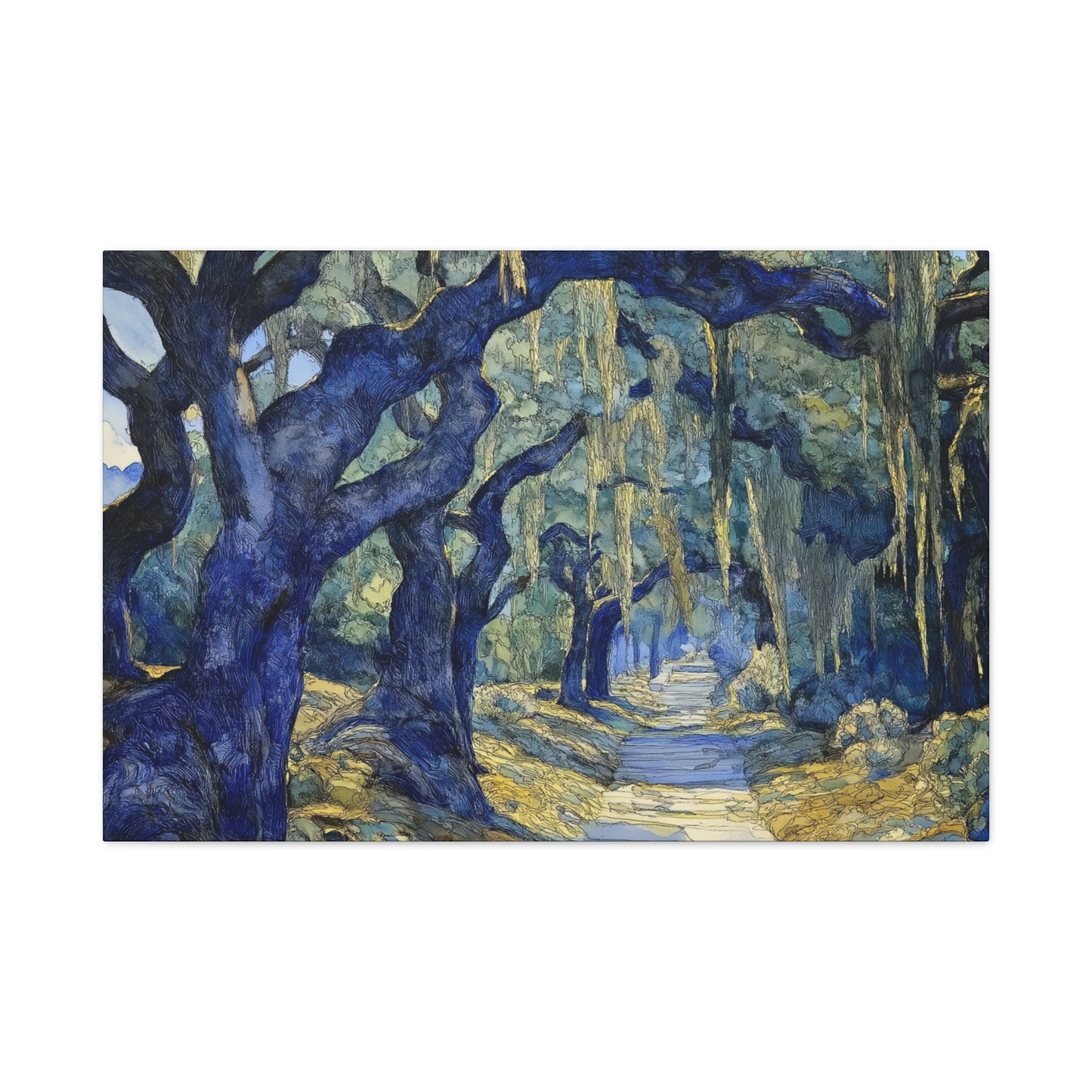 Savannah Georgia Live Oaks and Spanish Moss Landscape - Matte Canvas Wall Art
