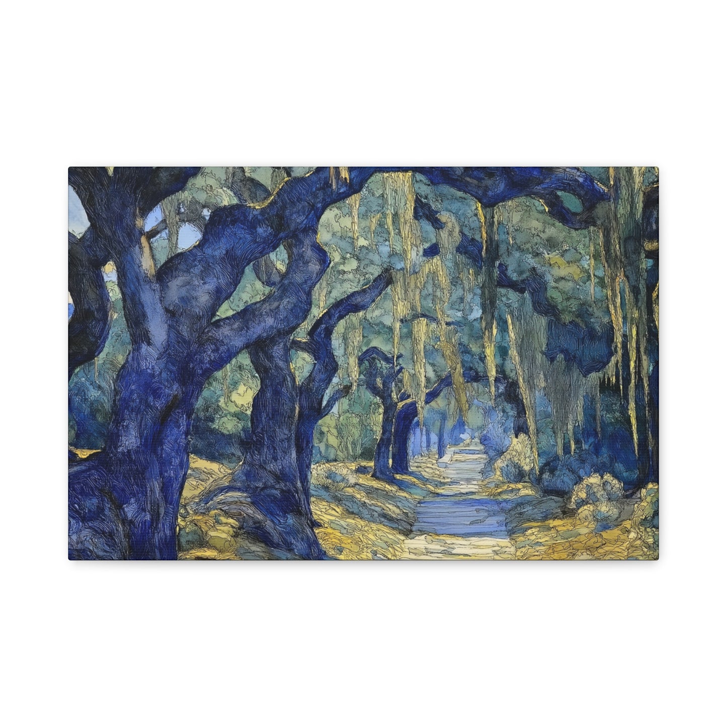 Savannah Georgia Live Oaks and Spanish Moss Landscape - Matte Canvas Wall Art