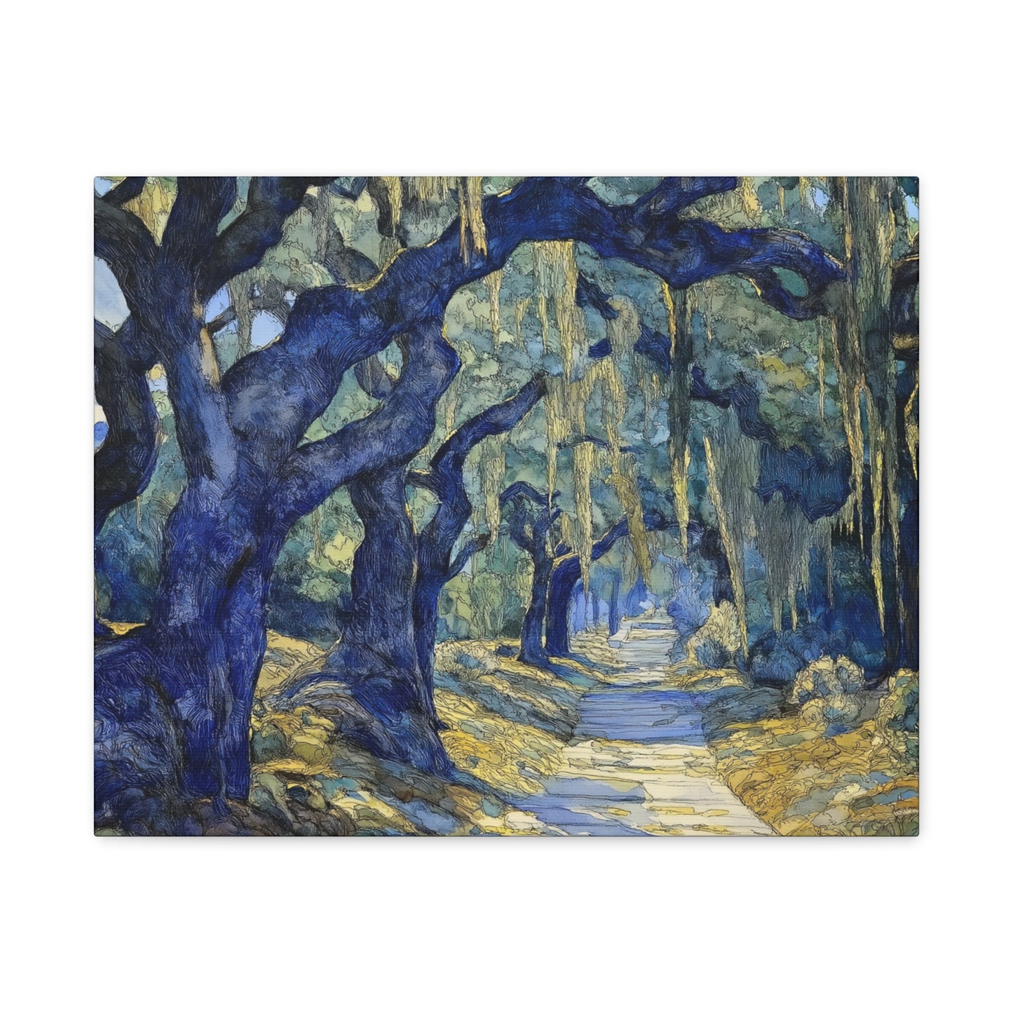 Savannah Georgia Live Oaks and Spanish Moss Landscape - Matte Canvas Wall Art