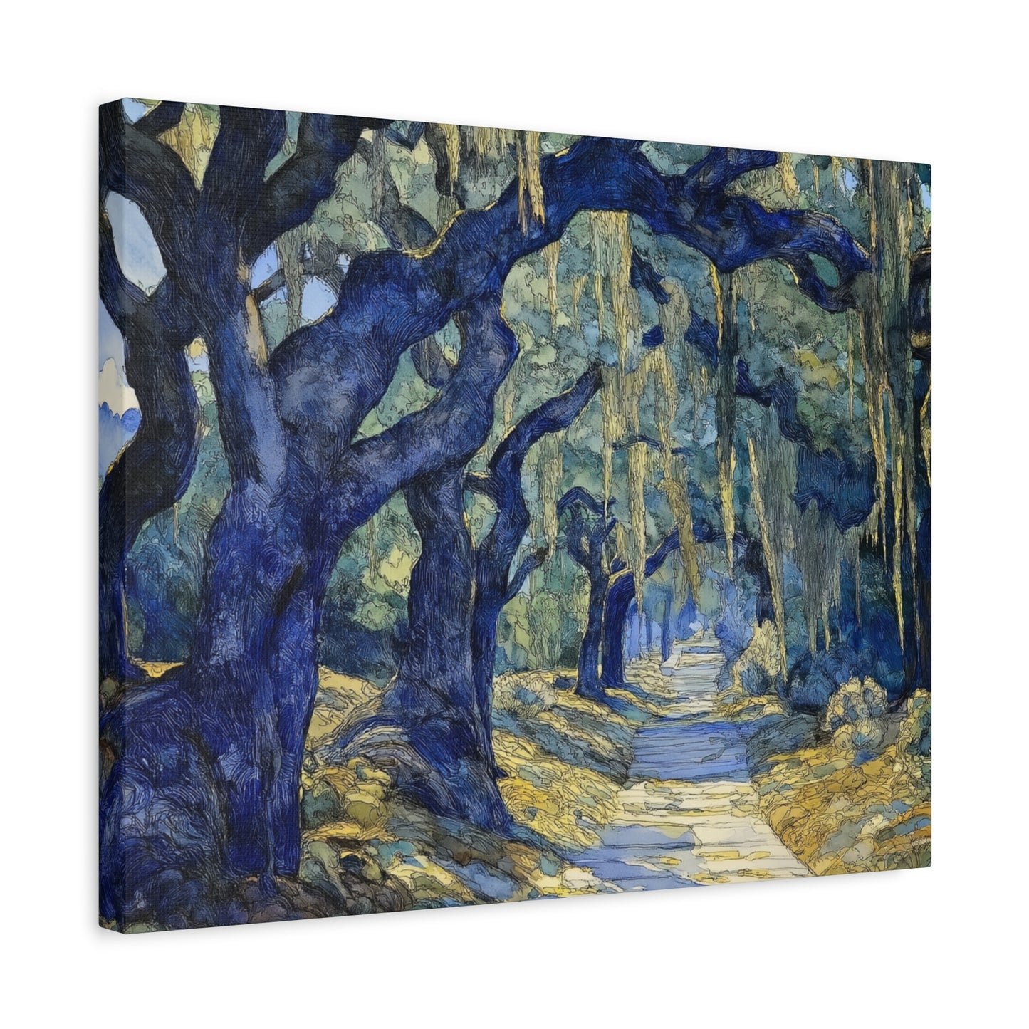 Savannah Georgia Live Oaks and Spanish Moss Landscape - Matte Canvas Wall Art