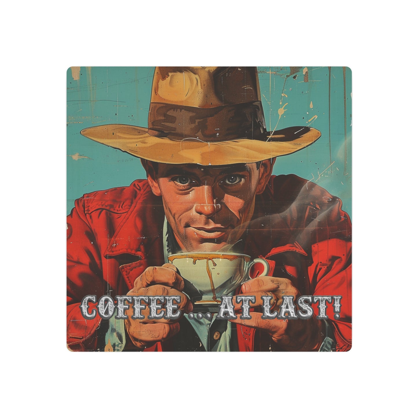 Coffee at Last Western Metal Print