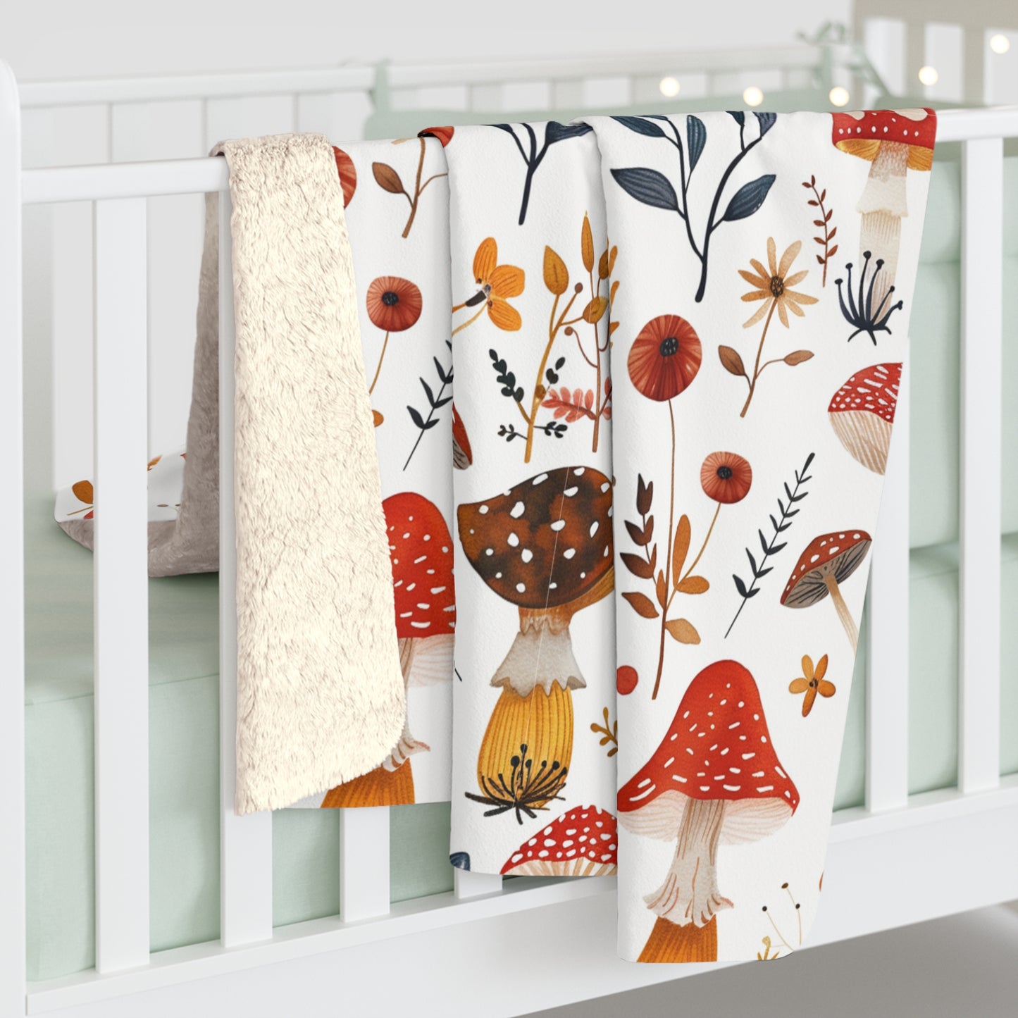 Cute Mushroom Decor Fleece Throw Blanket