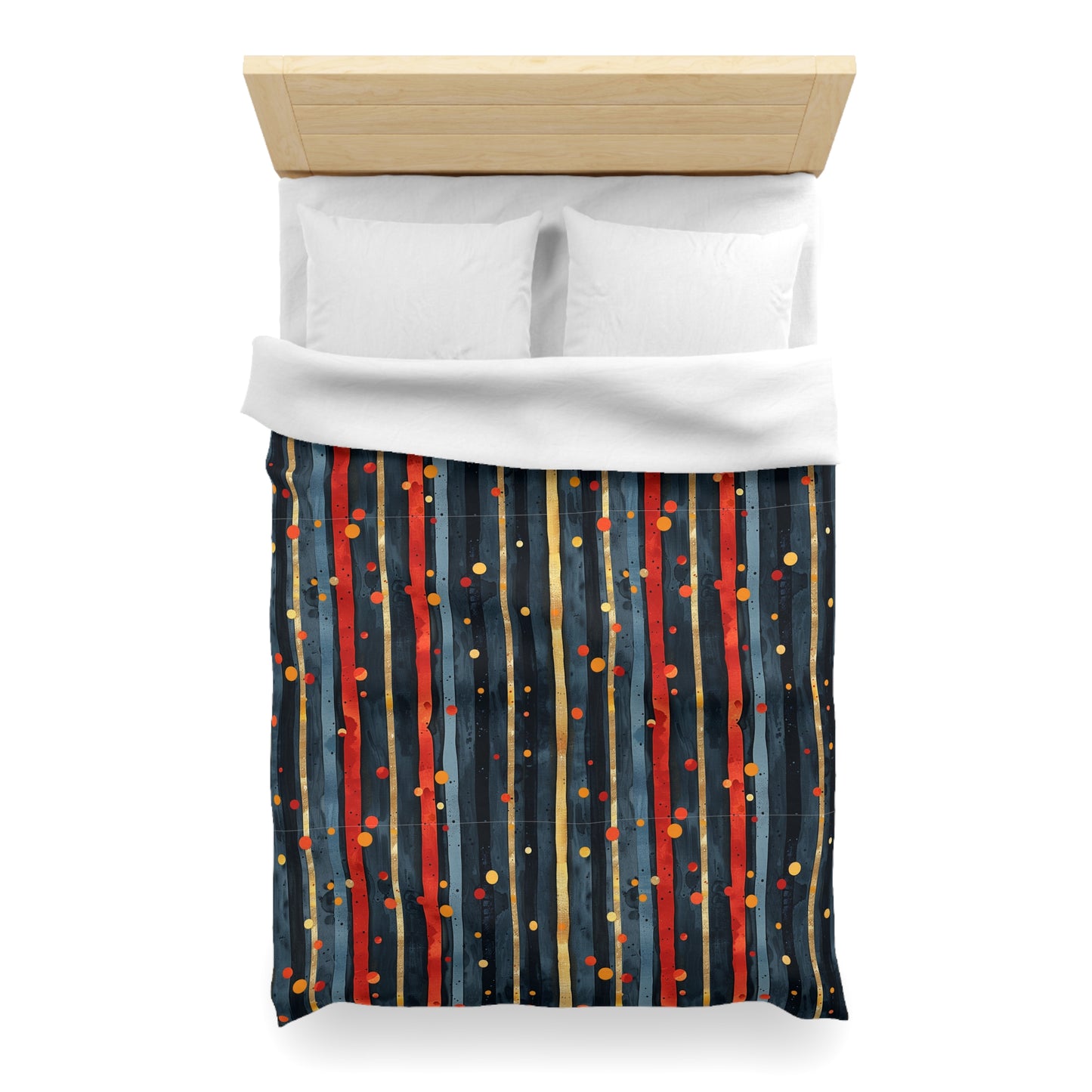 Dark Blue, Red, and Gold Stripes - Microfiber Duvet Cover