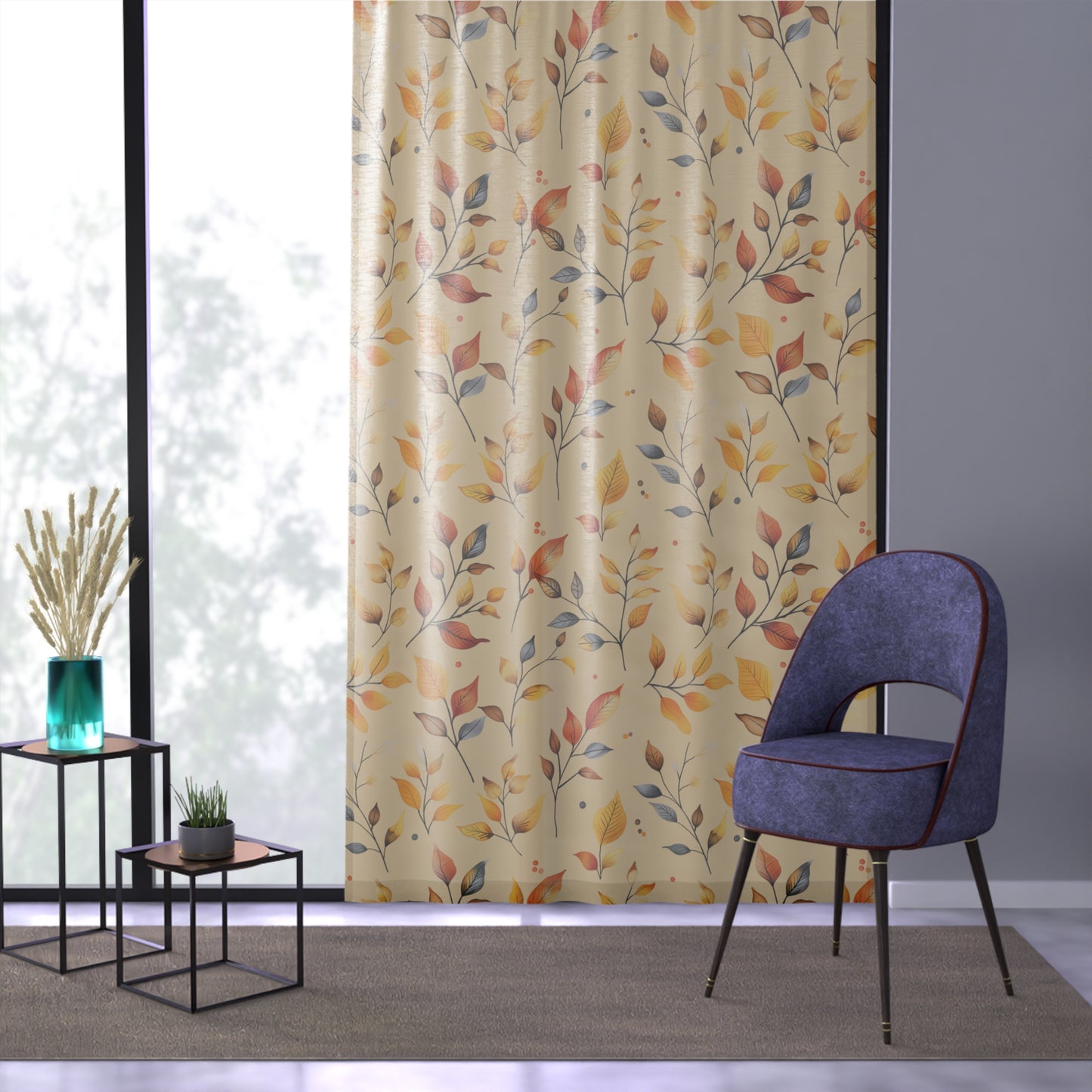 Delicate Fall Foliage - Sheer Window Curtain